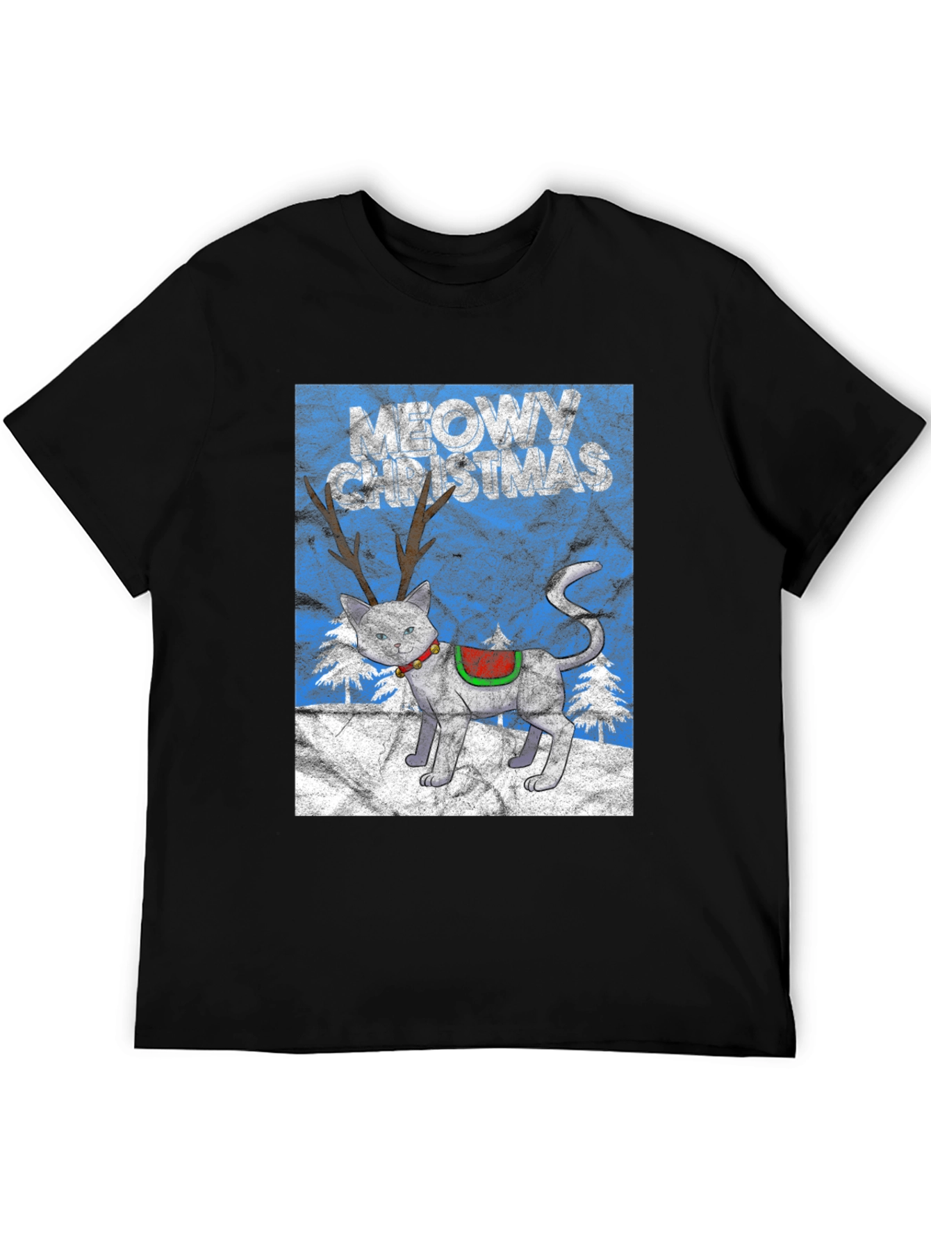 Meowy Christmas Cat Reindeer T-Shirt