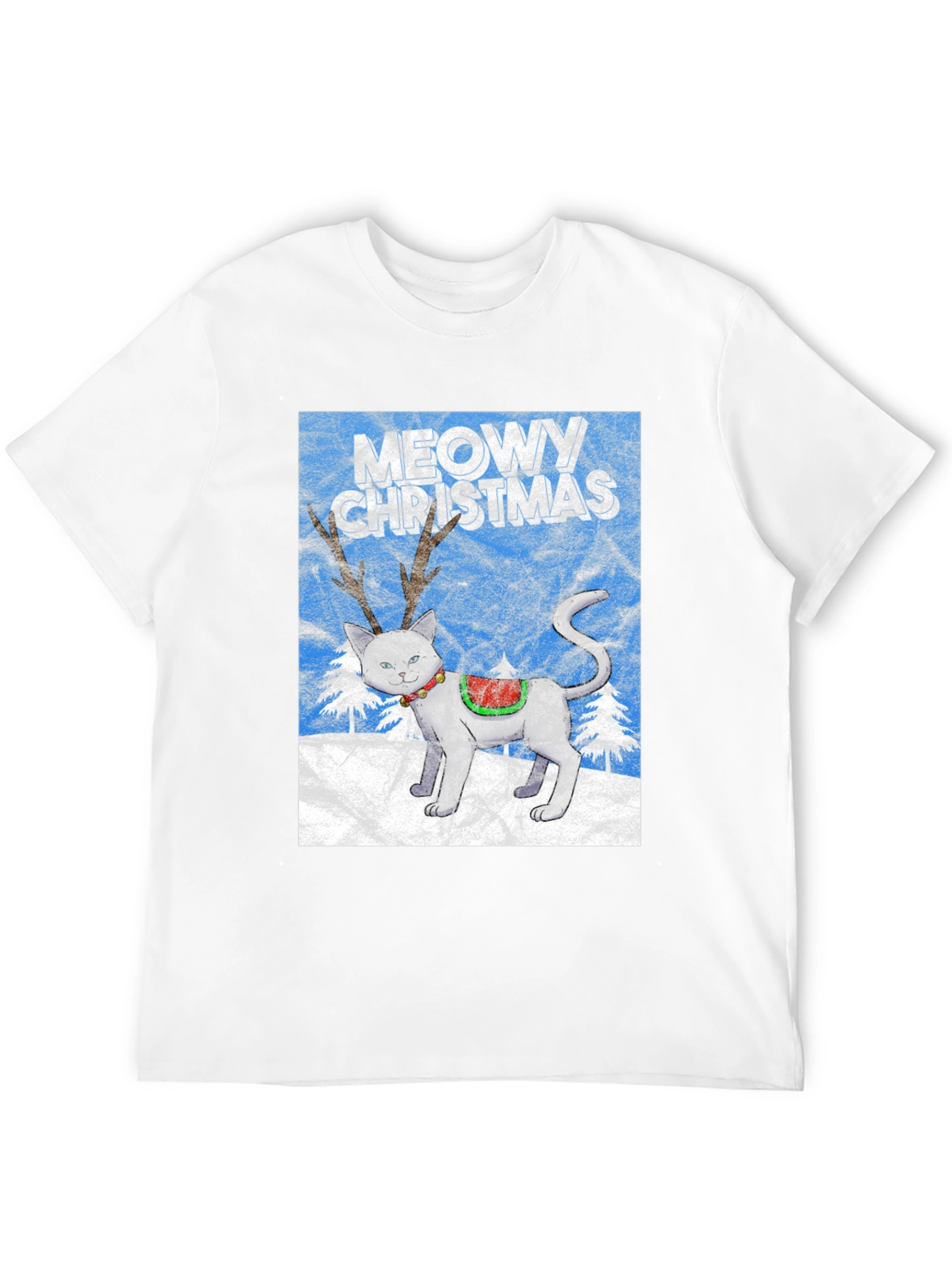Meowy Christmas Cat Reindeer T-Shirt