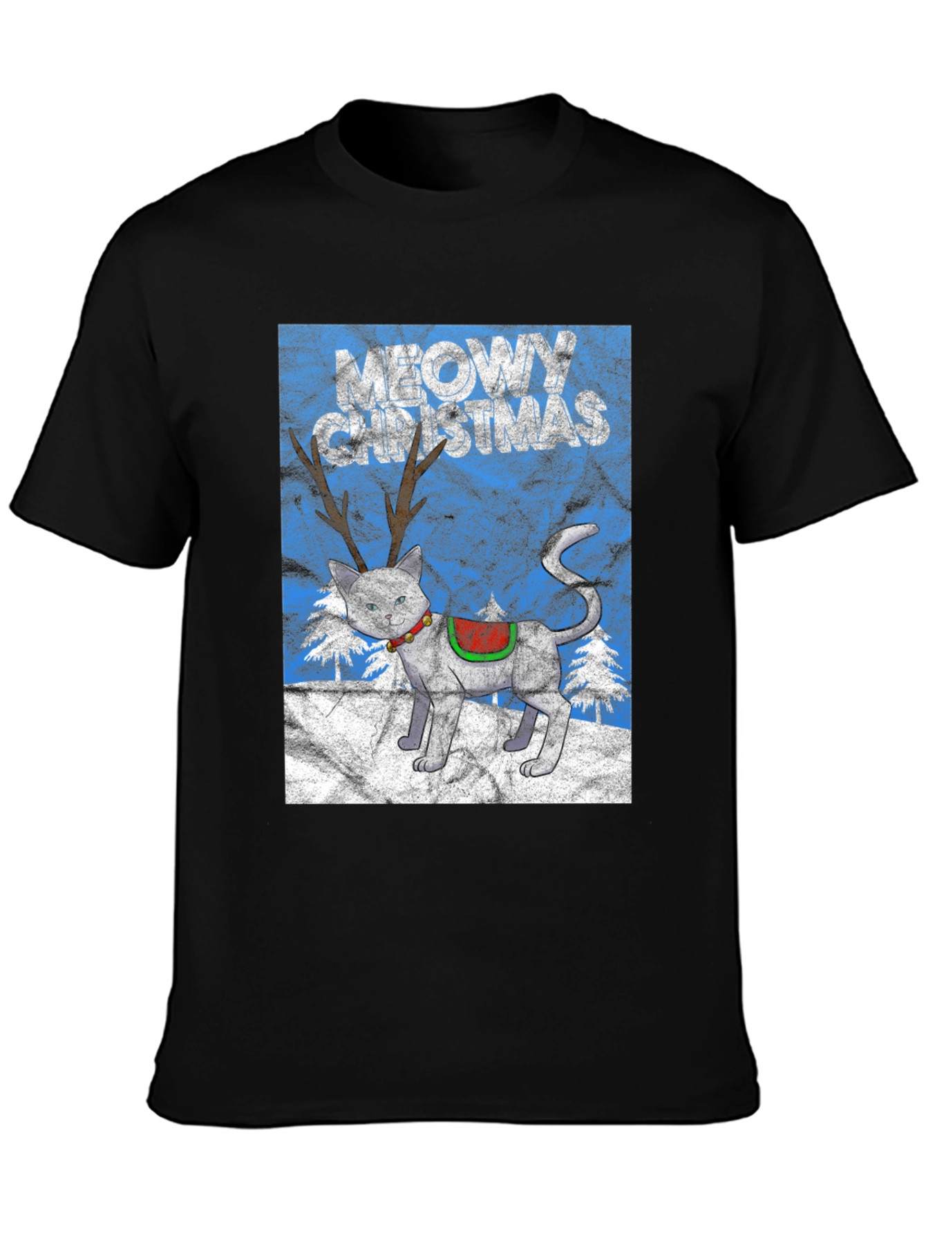 Meowy Christmas Cat Reindeer T-Shirt