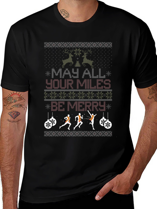 Running Christmas T-Shirt - Ugly Sweater Design