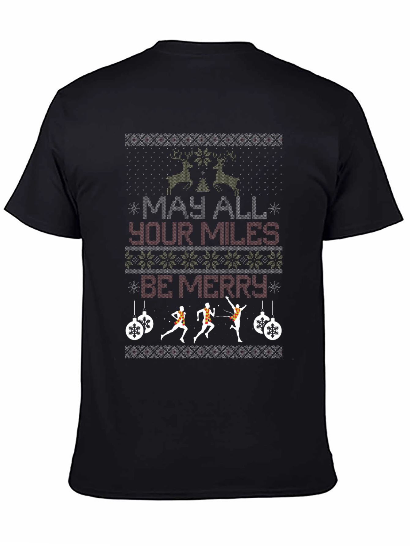 Running Christmas T-Shirt - Ugly Sweater Design