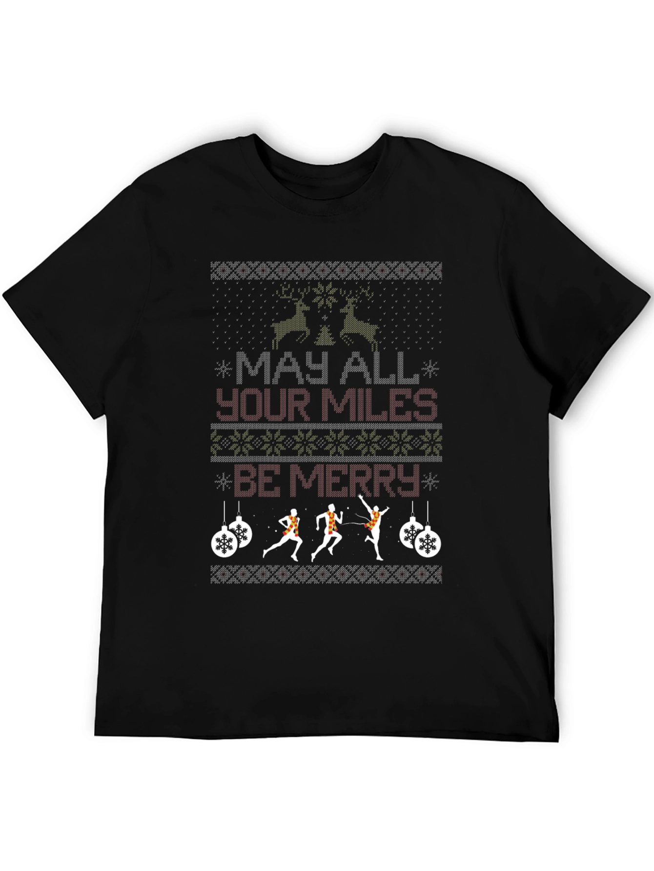 Running Christmas T-Shirt - Ugly Sweater Design