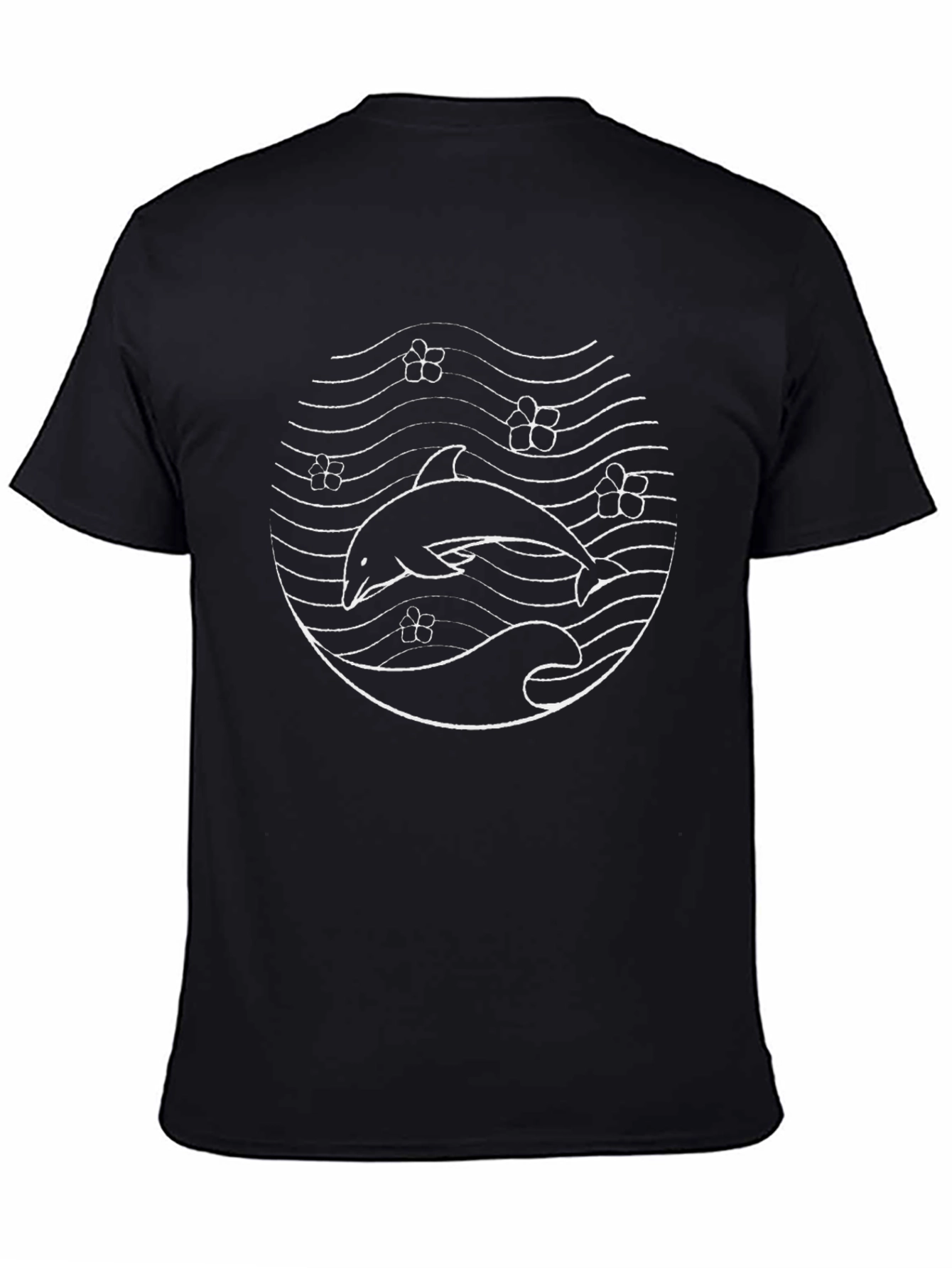 Dolphin Graphic Tee - Black Cotton T-Shirt