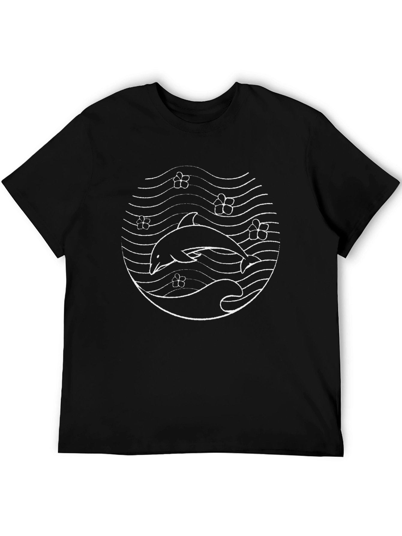 Dolphin Graphic Tee - Black Cotton T-Shirt