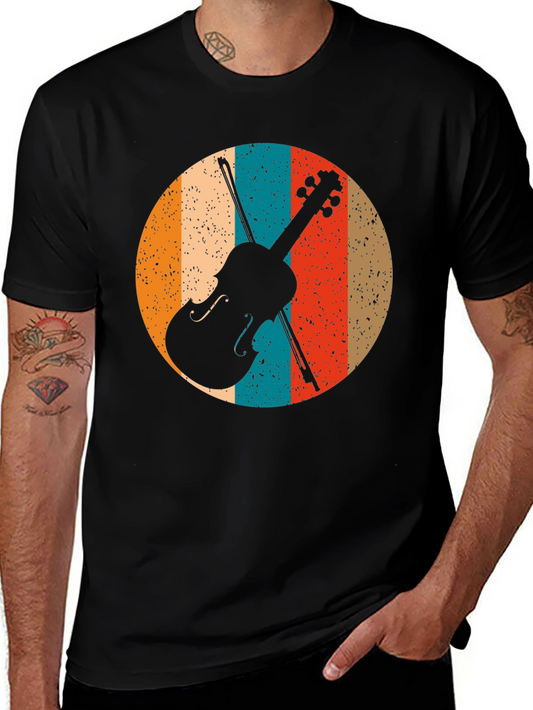 Vintage Violin Silhouette T-Shirt - Retro Musical Design