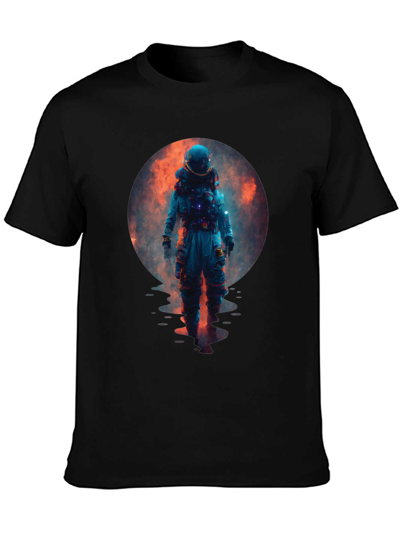 Astronaut in Space Graphic Black T-Shirt