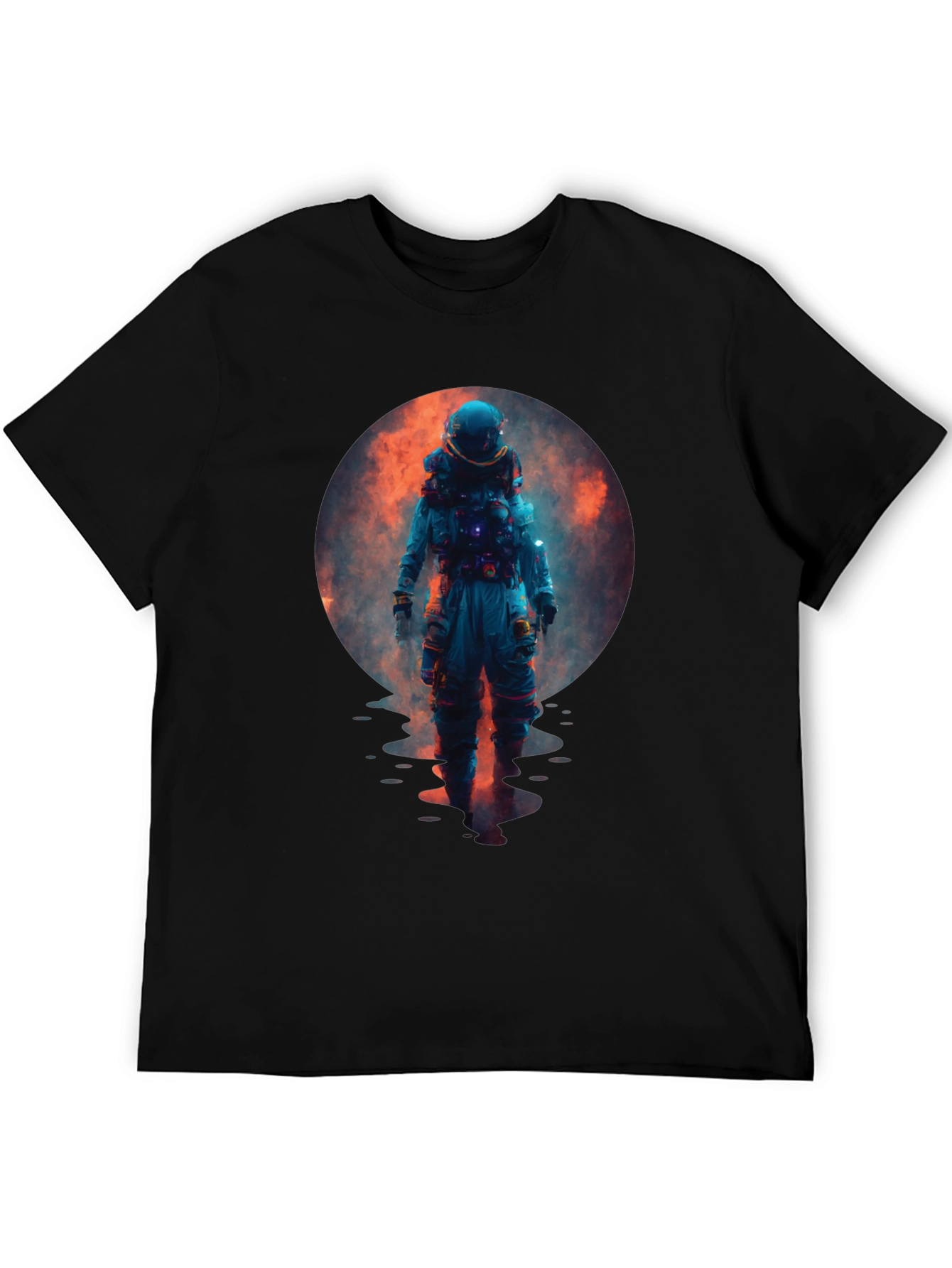 Astronaut in Space Graphic Black T-Shirt