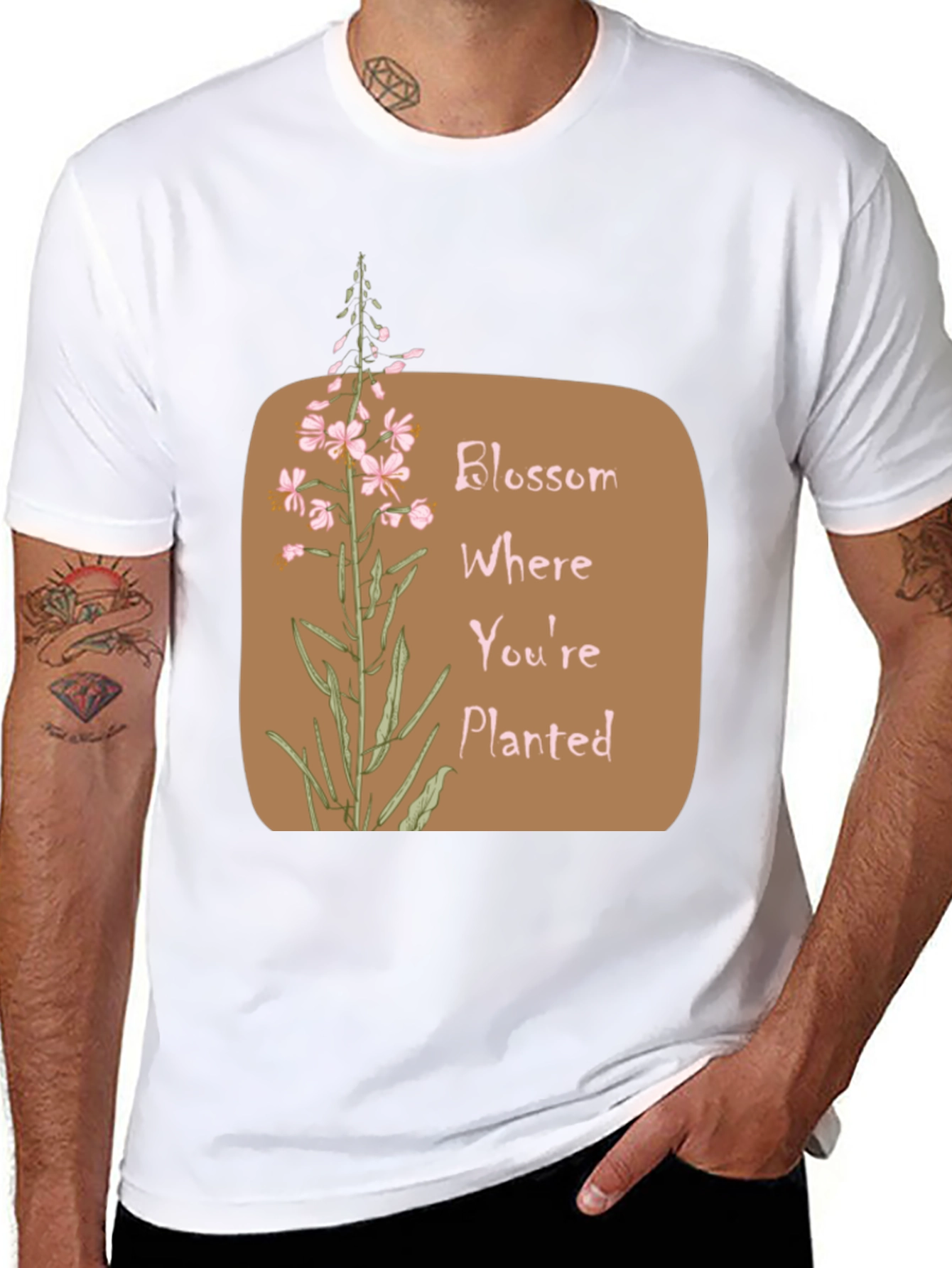 Blossom Where Youre Planted Black T-Shirt