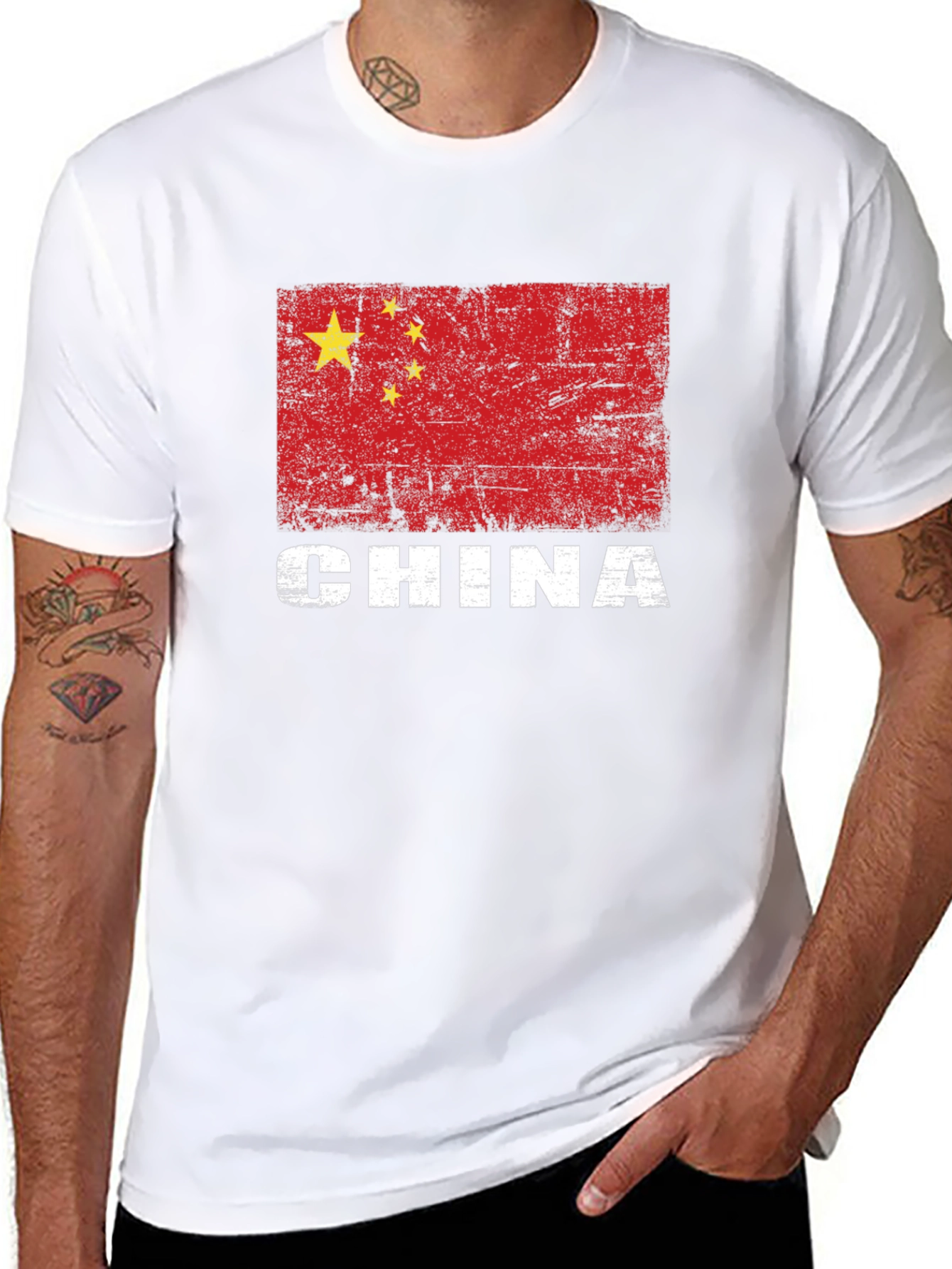 China Flag T-Shirt - Distressed Graphic Tee