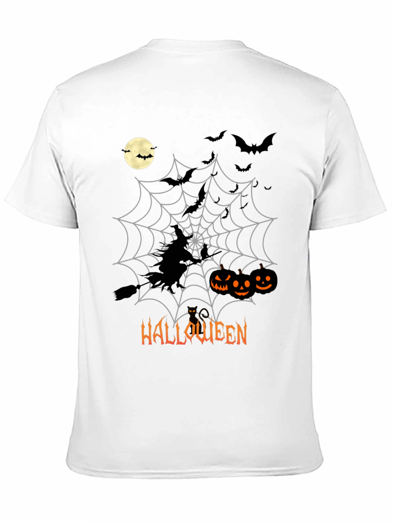 Halloween Witch & Pumpkins Black T-Shirt