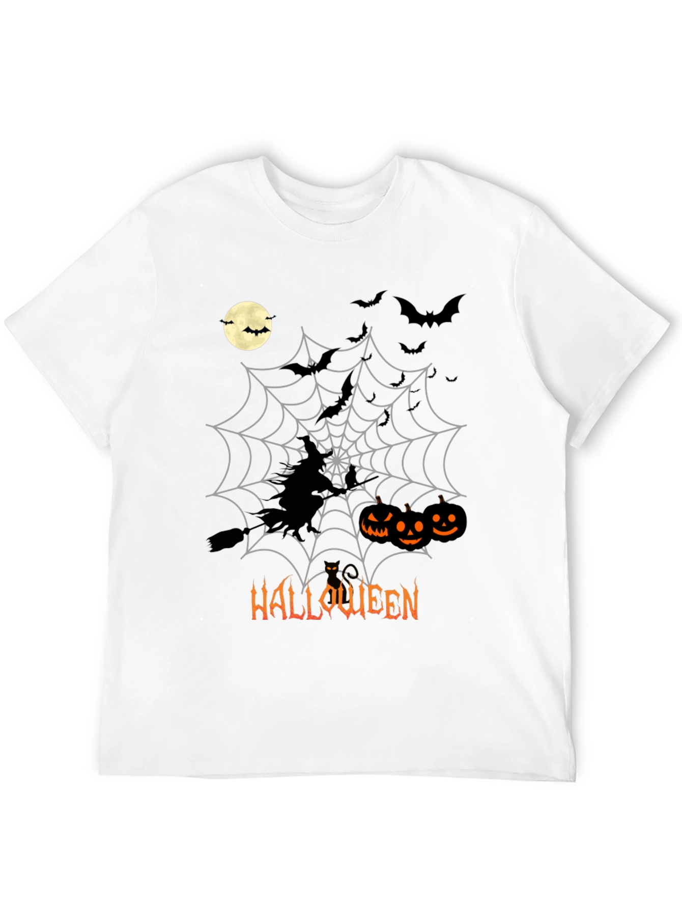 Halloween Witch & Pumpkins Black T-Shirt