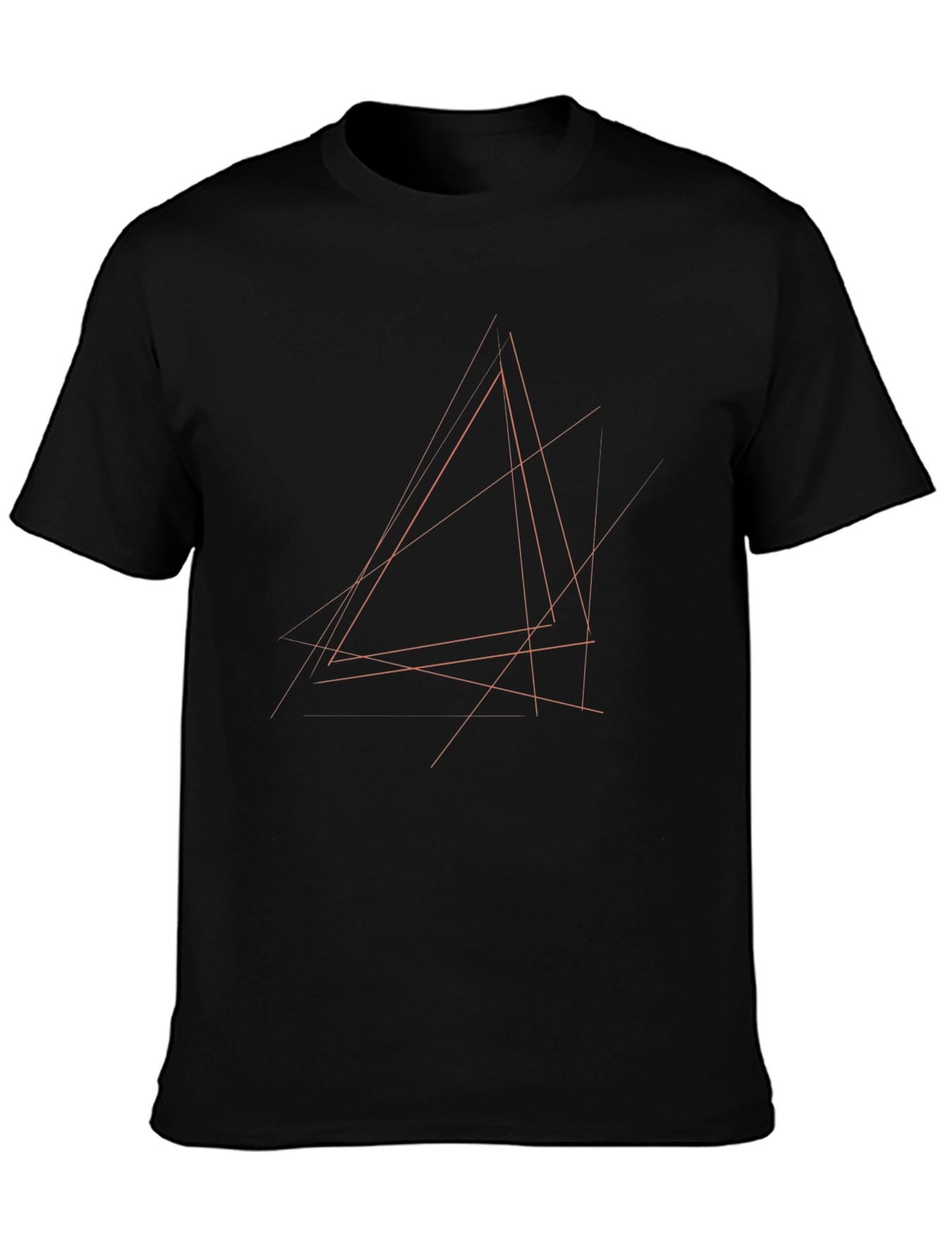 Abstract Geometric Lines Black T-Shirt