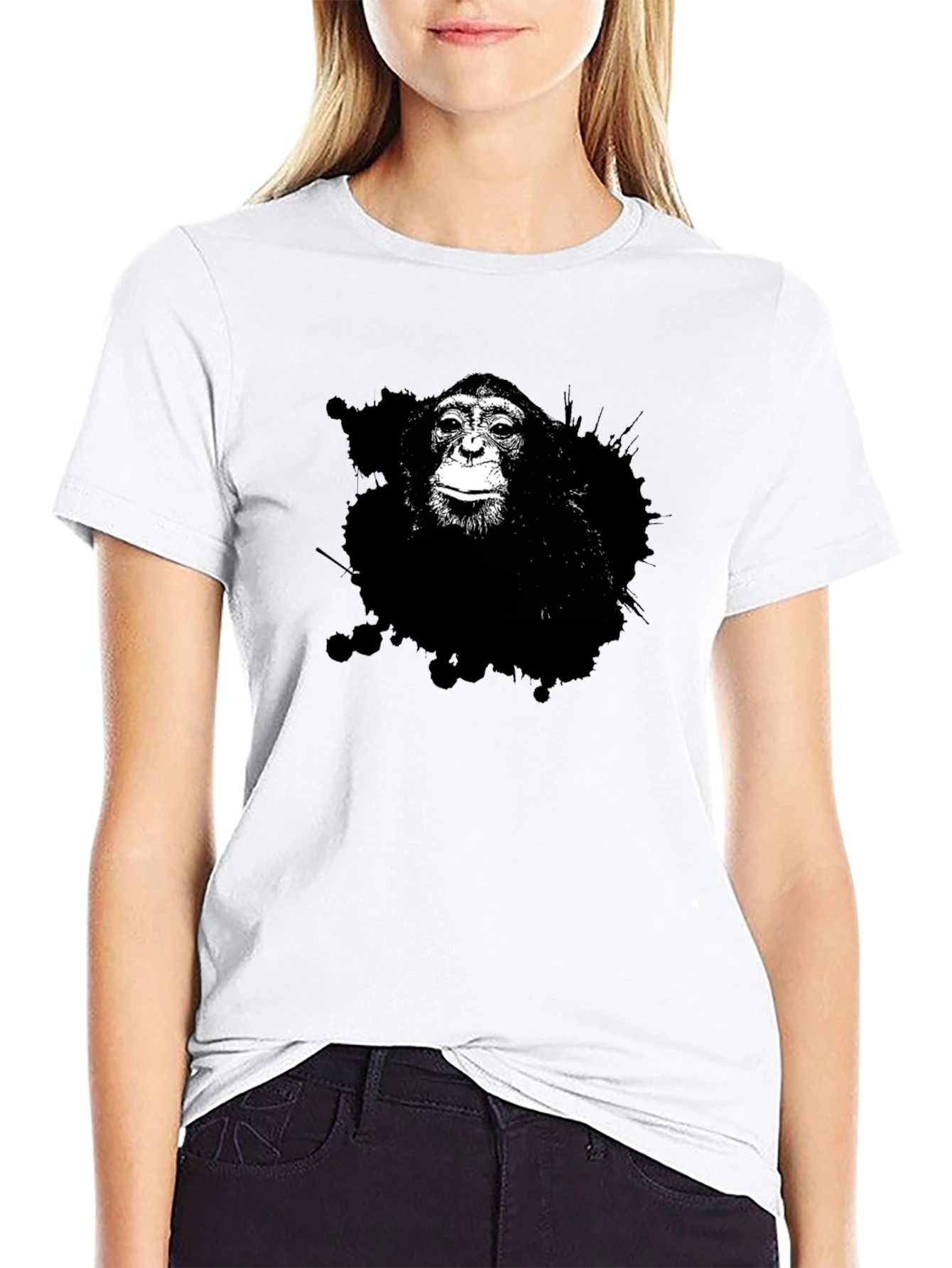 Monkey Graphic Tee - Black Cotton T-Shirt