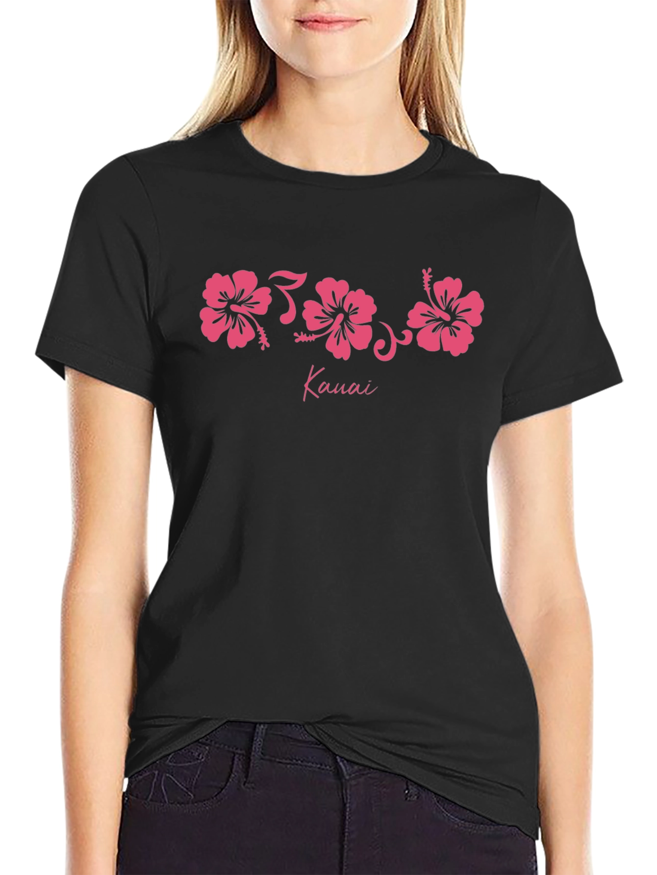 Kauai Hibiscus Black T-Shirt