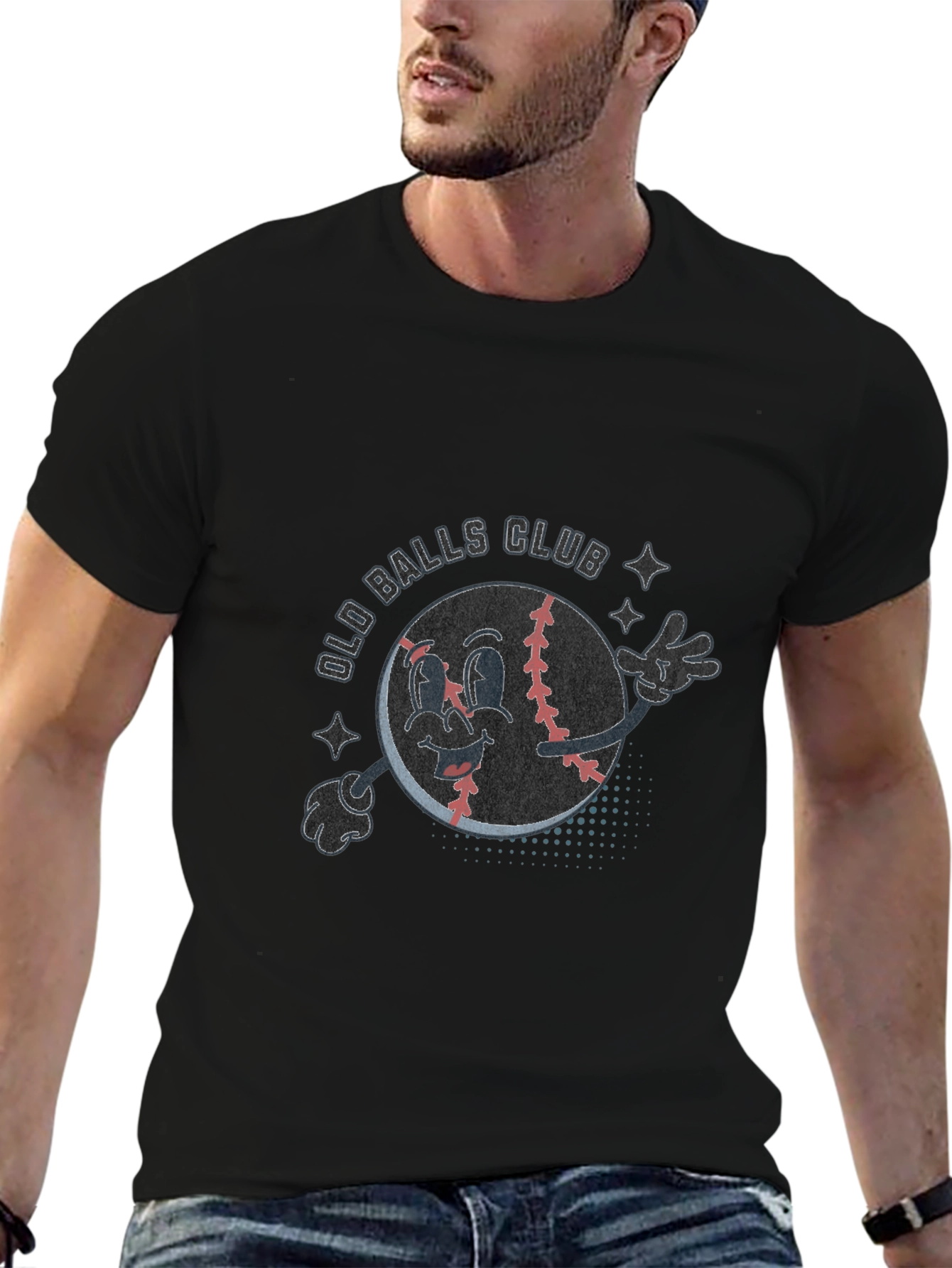 Old Balls Club Cartoon Baseball T-Shirt