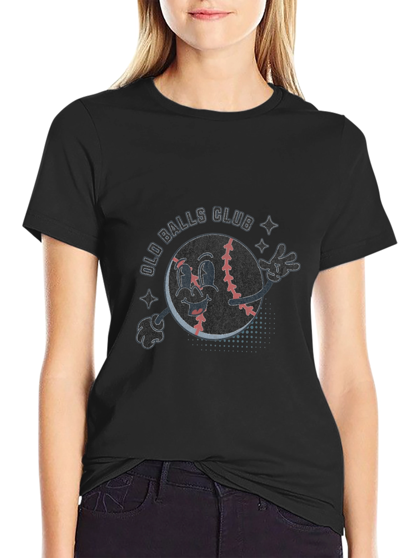 Old Balls Club Cartoon Baseball T-Shirt