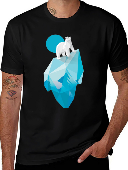 Geometric Polar Bear Iceberg Graphic Tee - Black