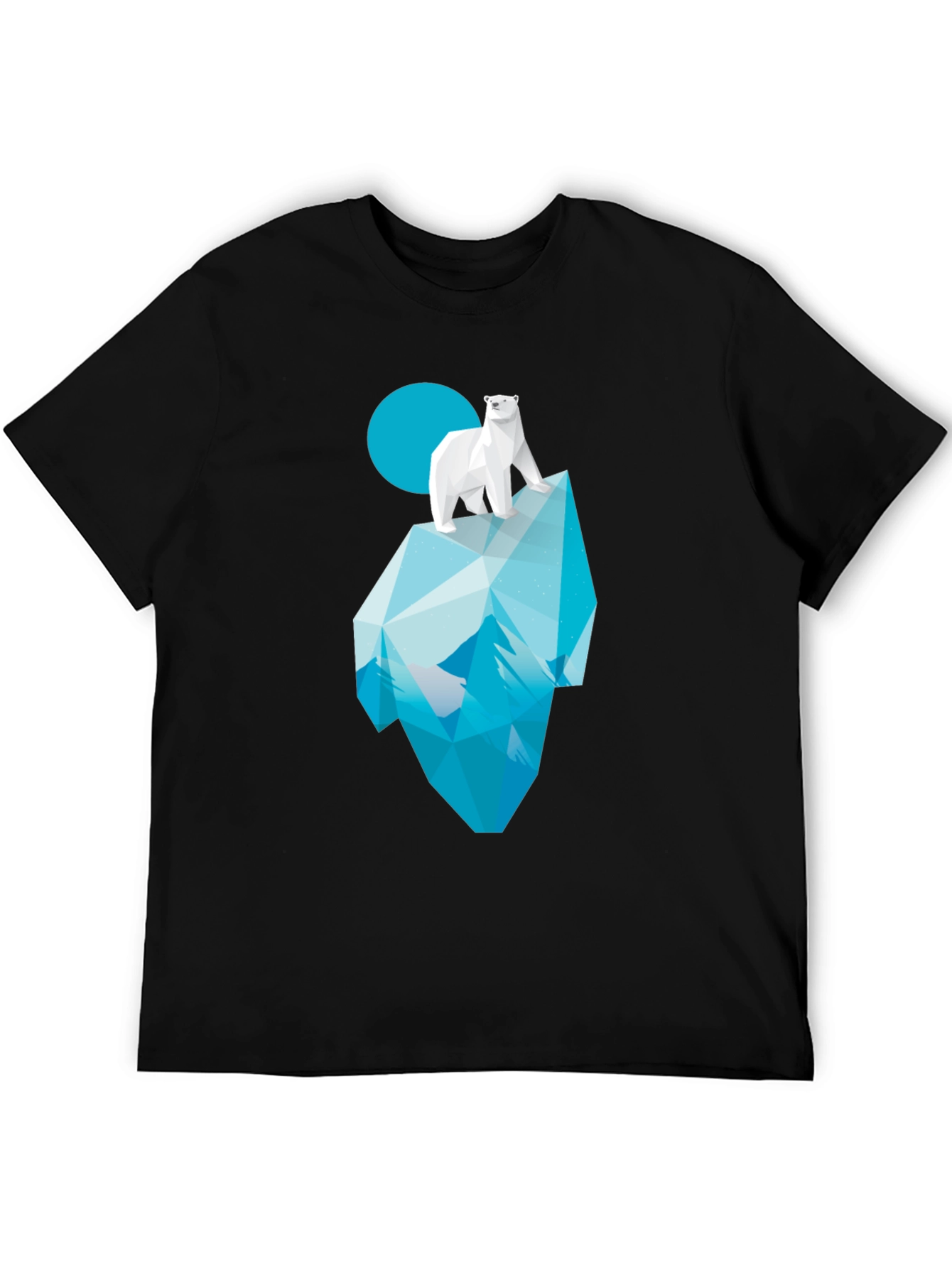 Geometric Polar Bear Iceberg Graphic Tee - Black