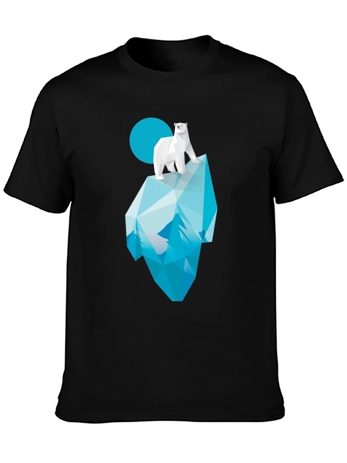 Geometric Polar Bear Iceberg Graphic Tee - Black