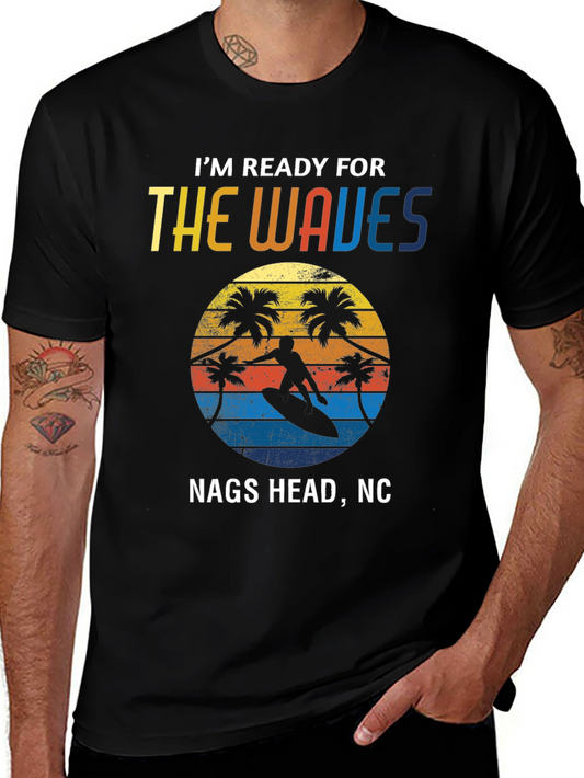 Nags Head NC Waves T-Shirt Surfing Graphic Tee