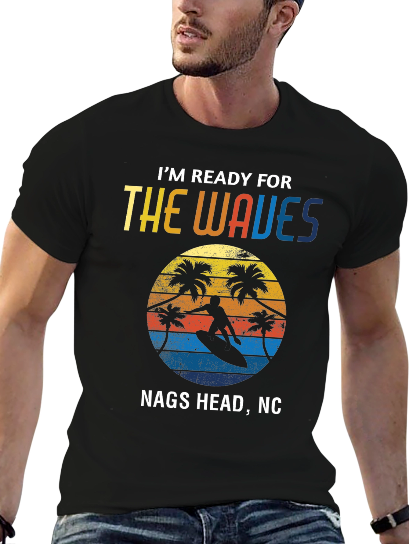 Nags Head NC Waves T-Shirt Surfing Graphic Tee