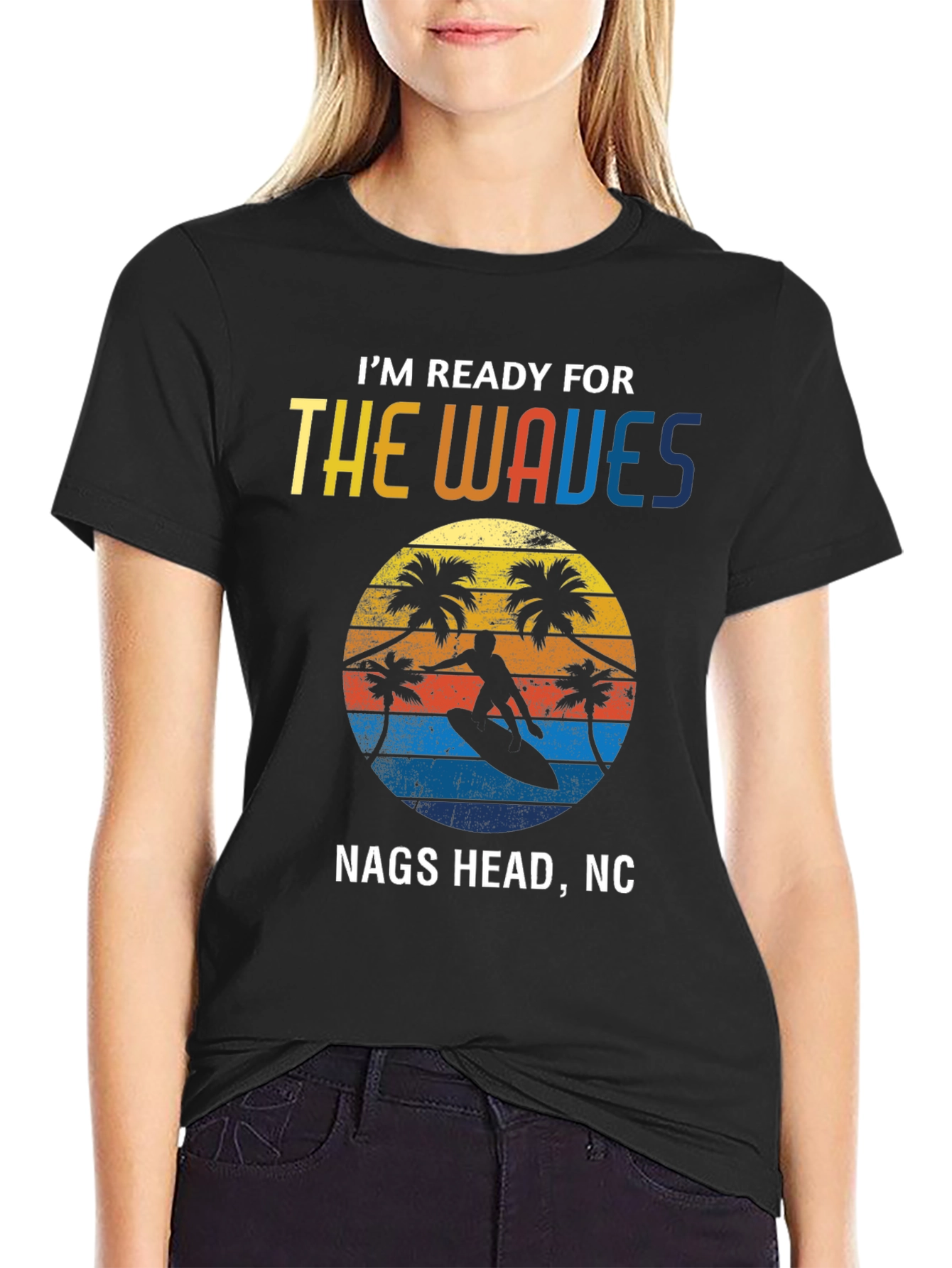 Nags Head NC Waves T-Shirt Surfing Graphic Tee