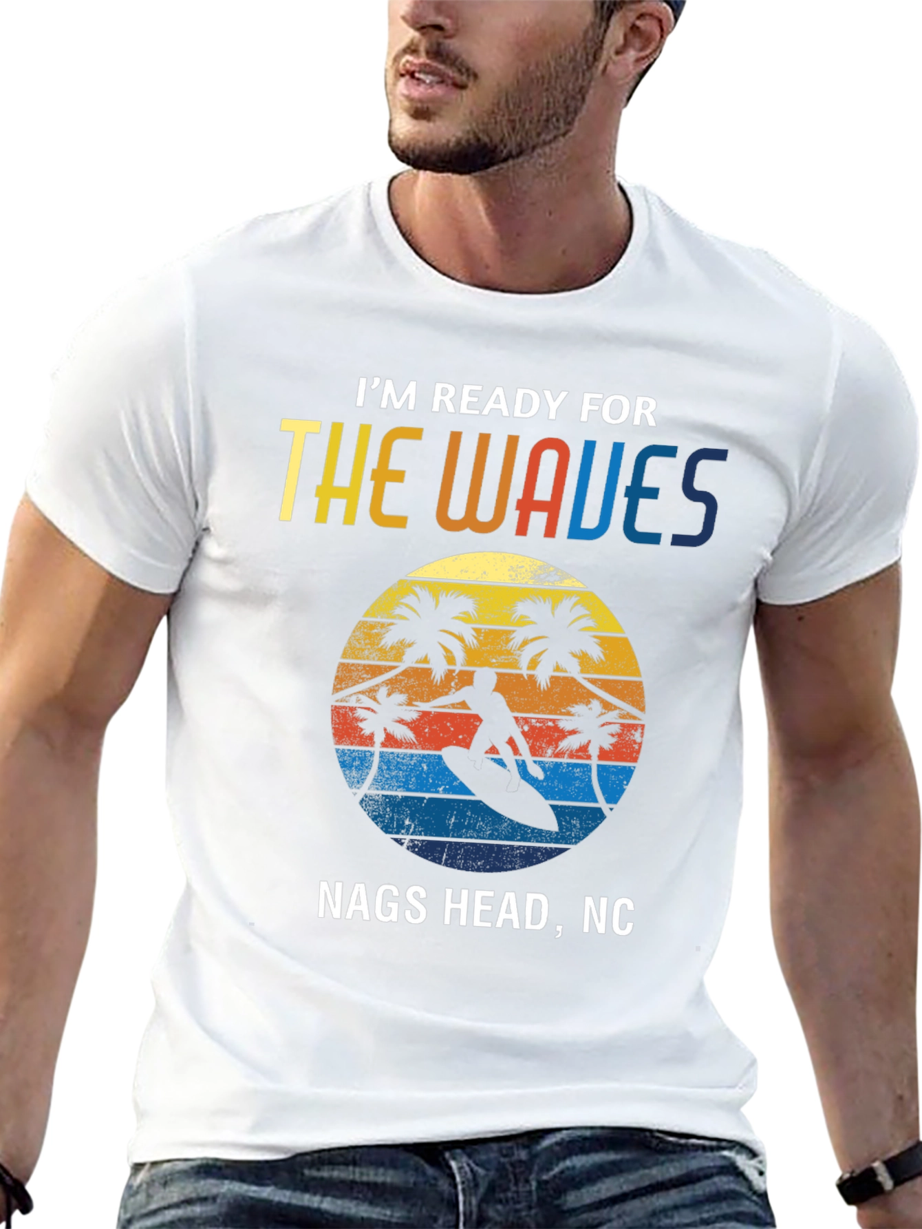 Nags Head NC Waves T-Shirt Surfing Graphic Tee