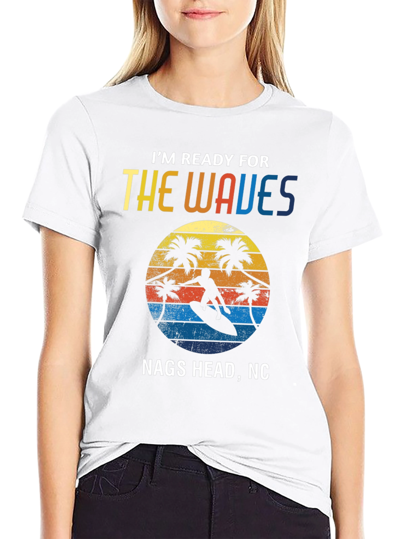 Nags Head NC Waves T-Shirt Surfing Graphic Tee