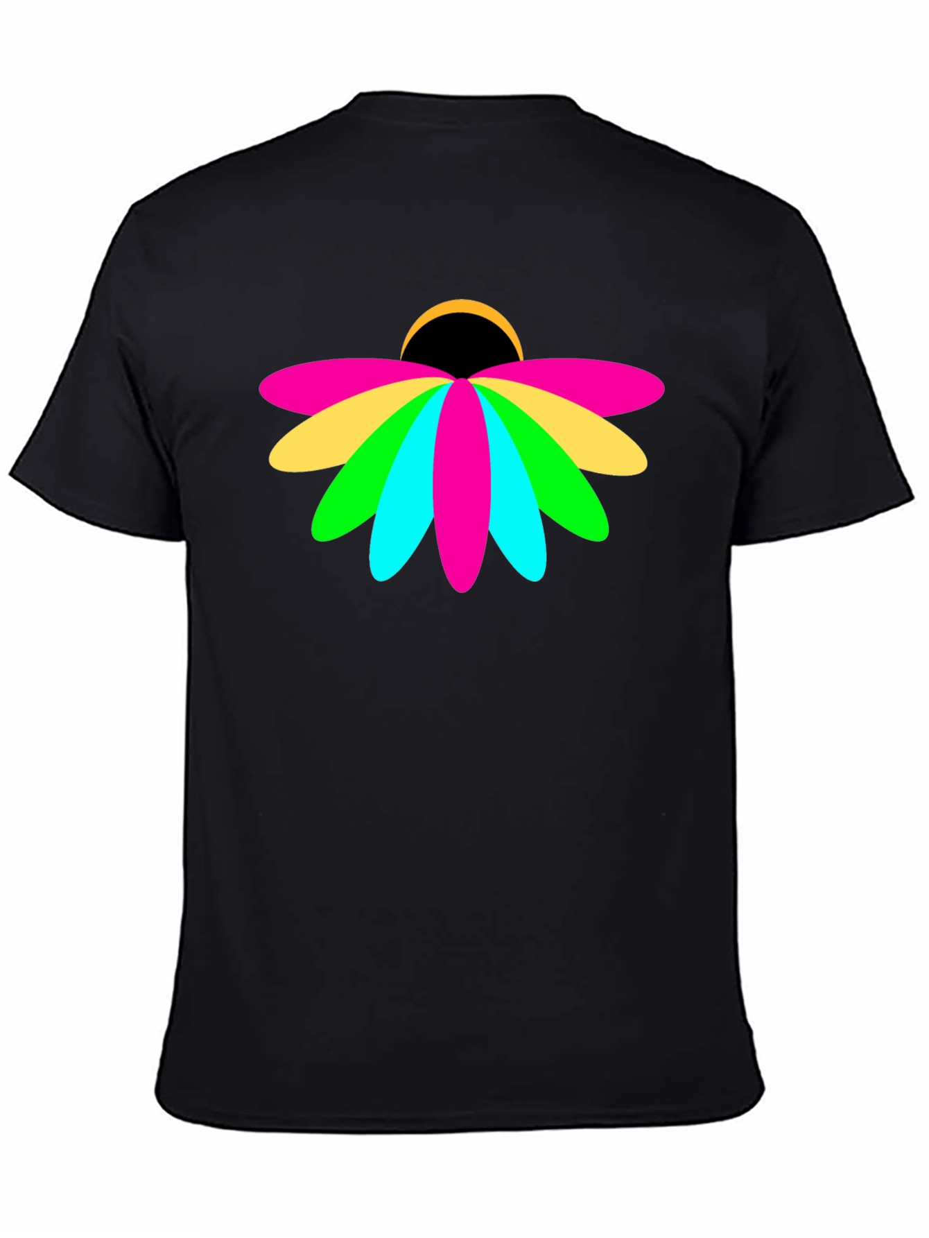 Vibrant Floral Graphic Black T-Shirt
