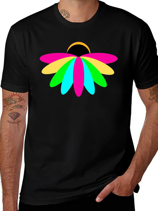 Vibrant Floral Graphic Black T-Shirt