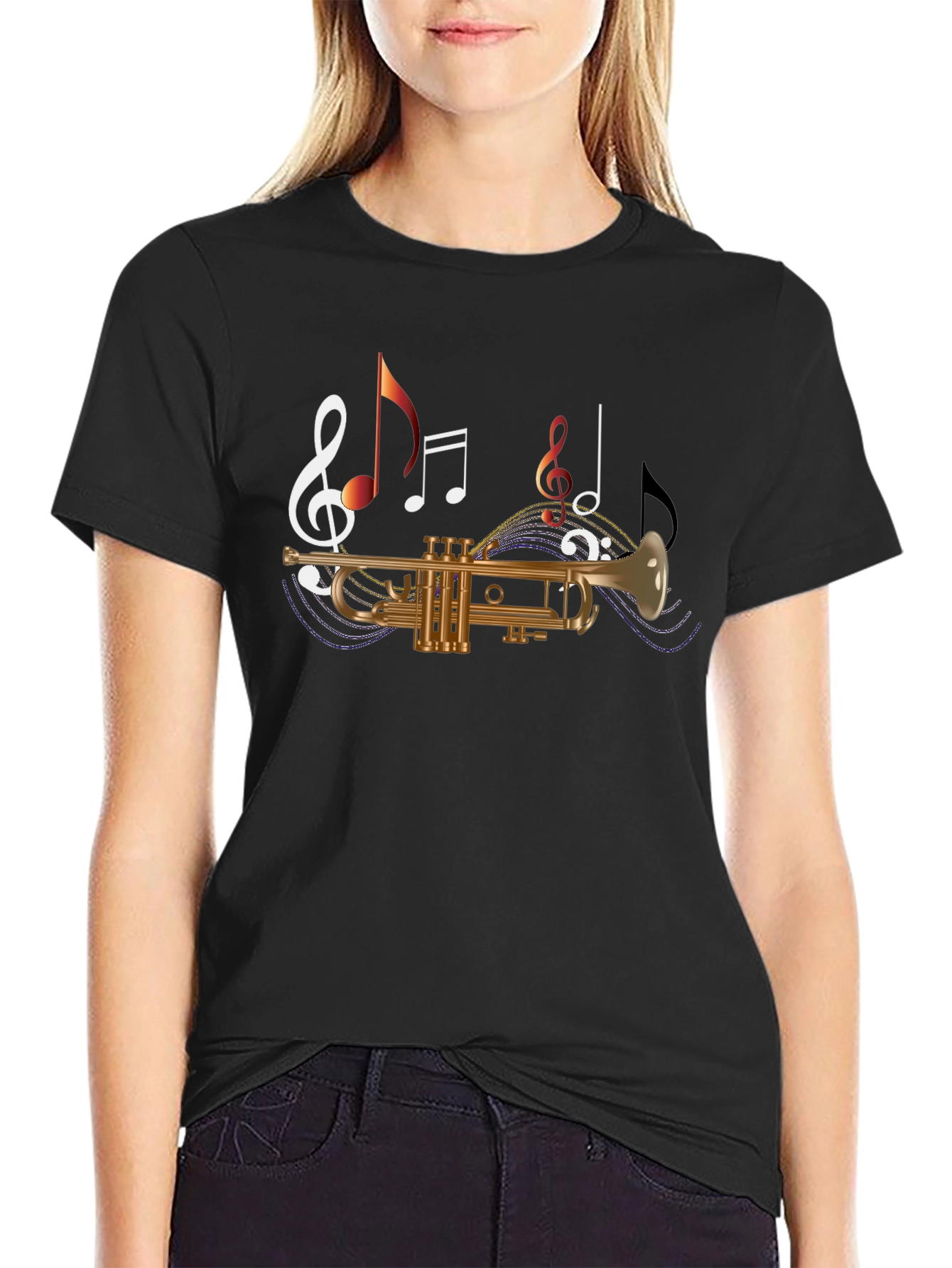 Musical Trumpet Graphic Tee - Black