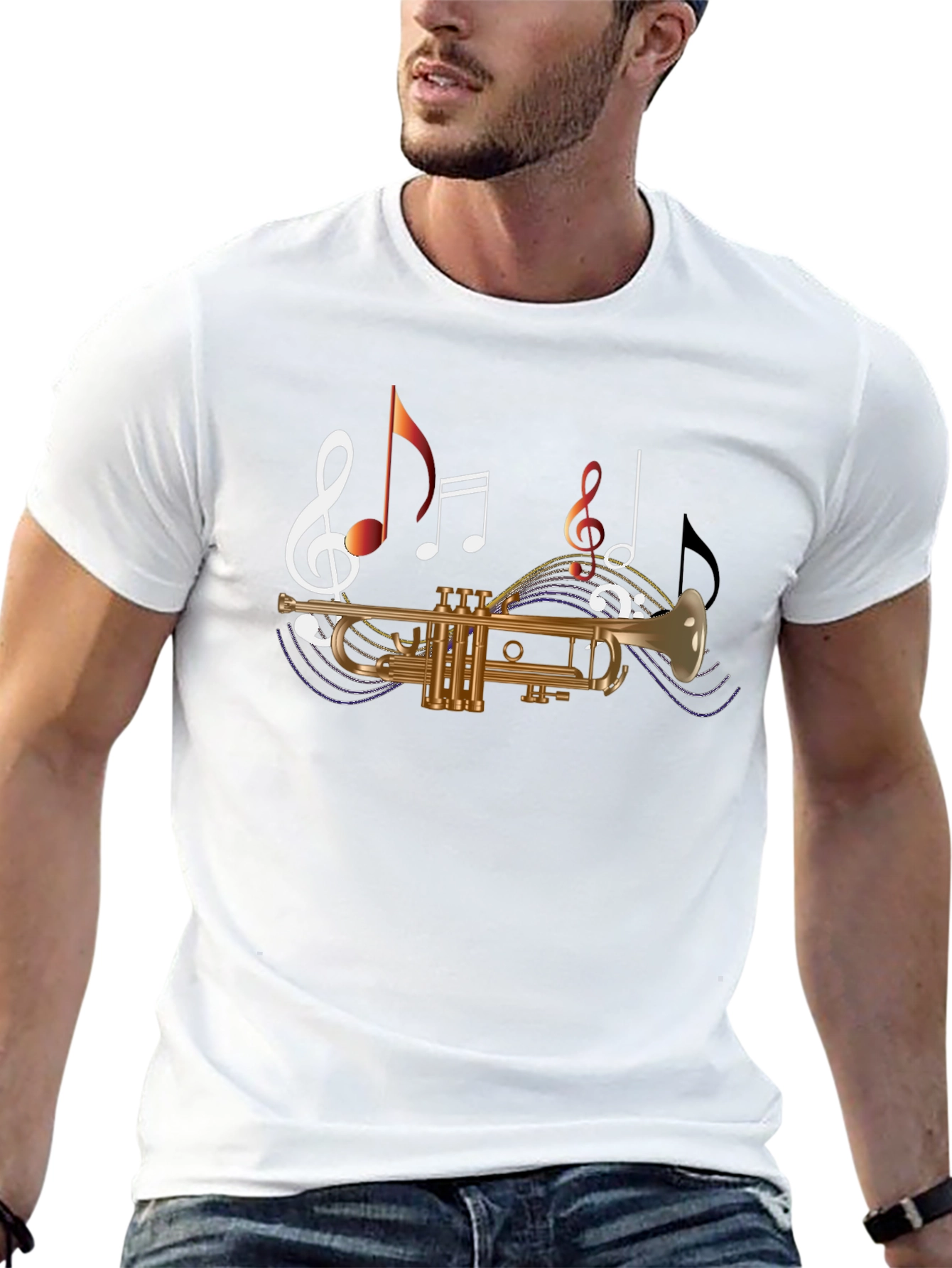 Musical Trumpet Graphic Tee - Black