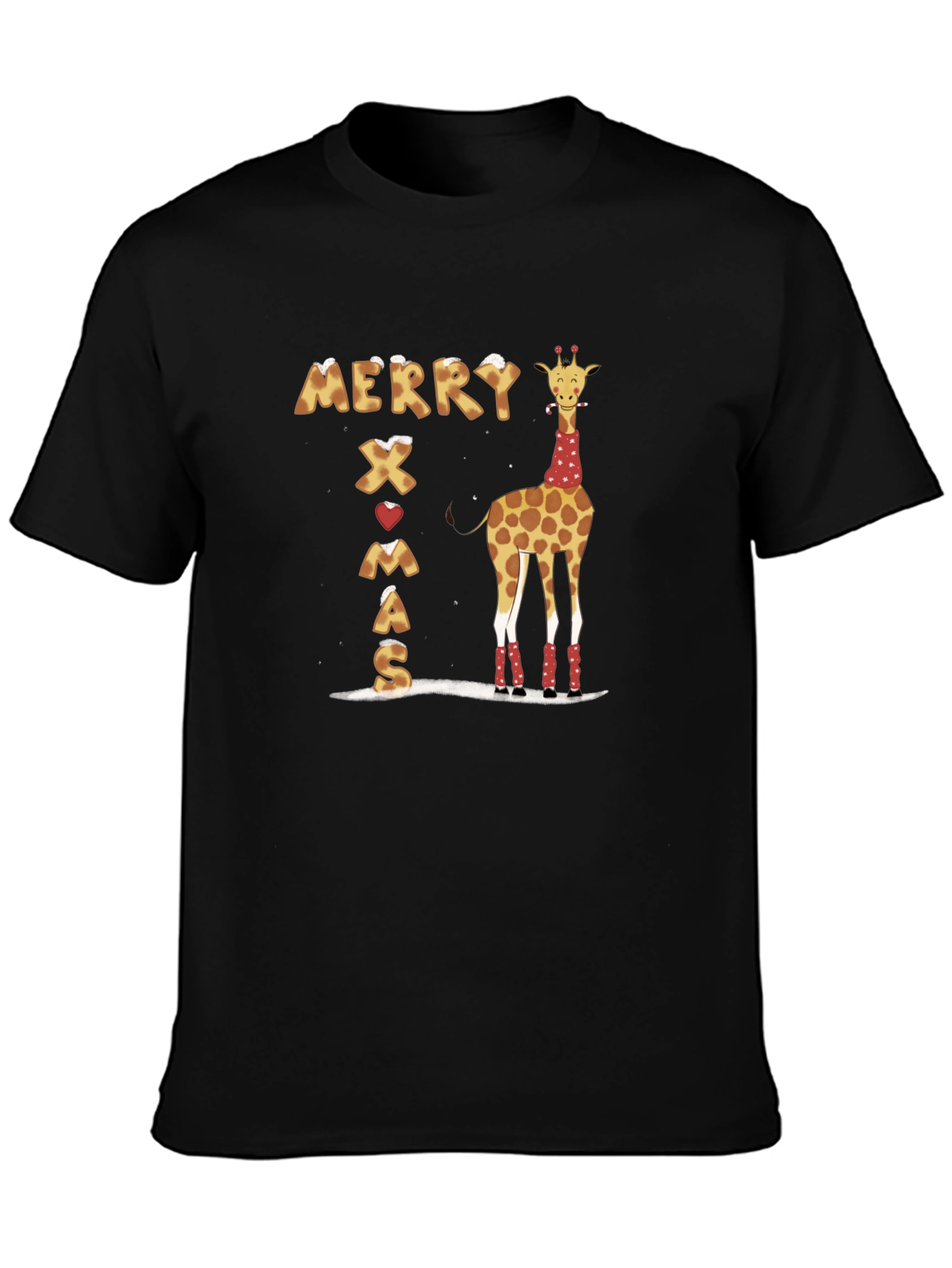 Merry Xmas Giraffe T-Shirt Holiday Shirt