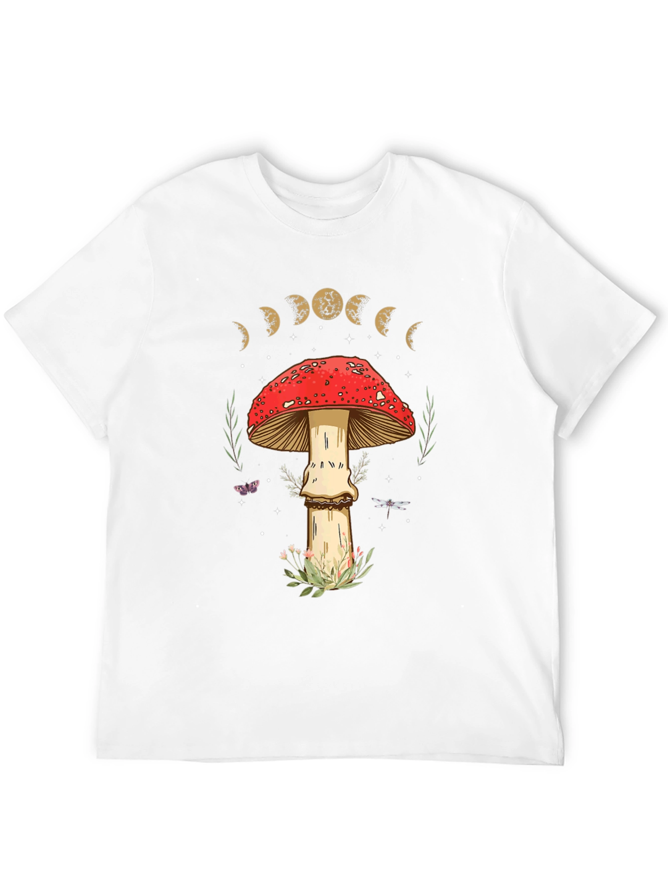 Mushroom Moon Phase Graphic Tee - Nature Lover Shirt