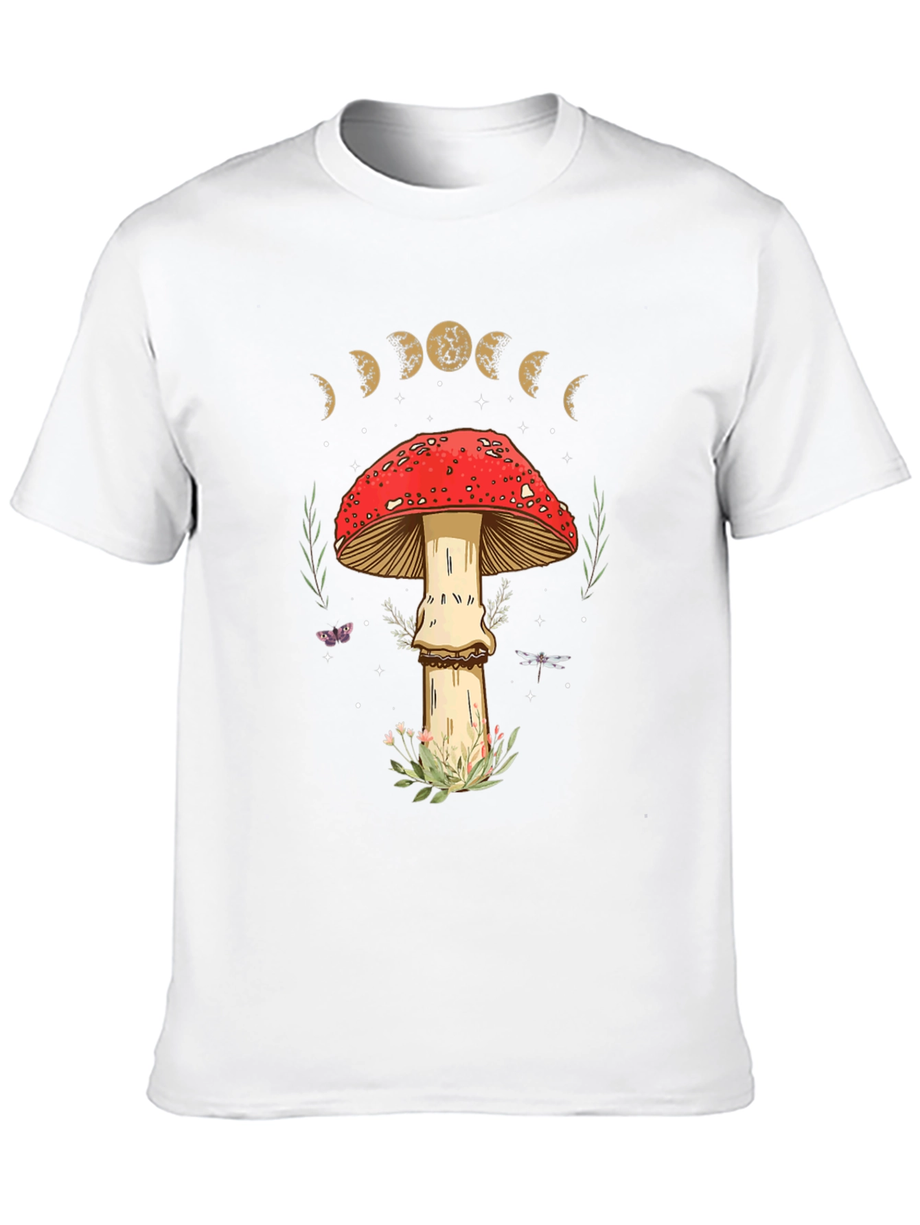 Mushroom Moon Phase Graphic Tee - Nature Lover Shirt