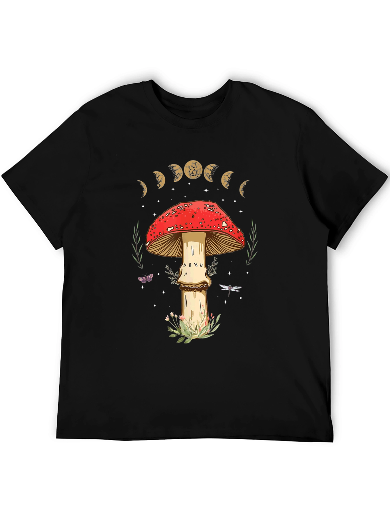 Mushroom Moon Phase Graphic Tee - Nature Lover Shirt