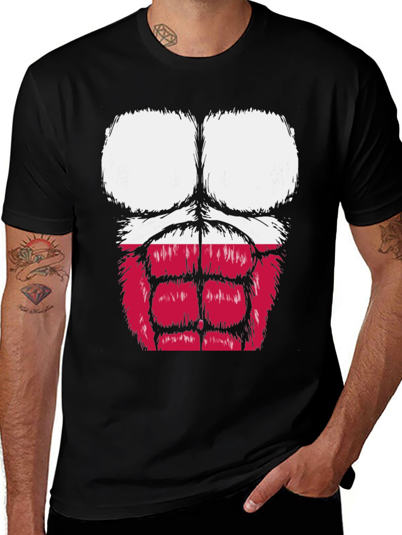 Funny Gorilla Bodybuilder Poland Flag Graphic T-Shirt
