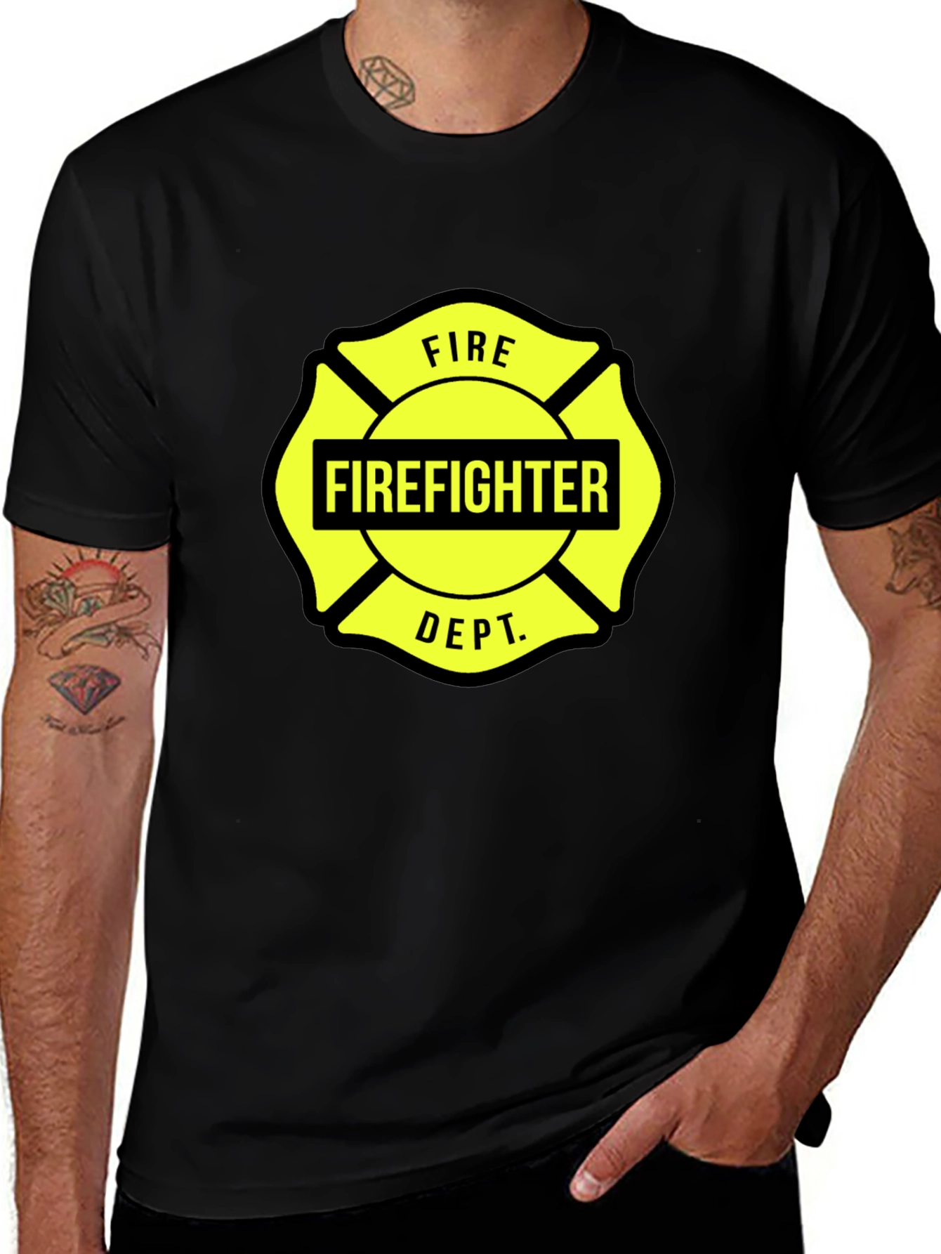 Firefighter Dept. Graphic Tee - Maltese Cross Design