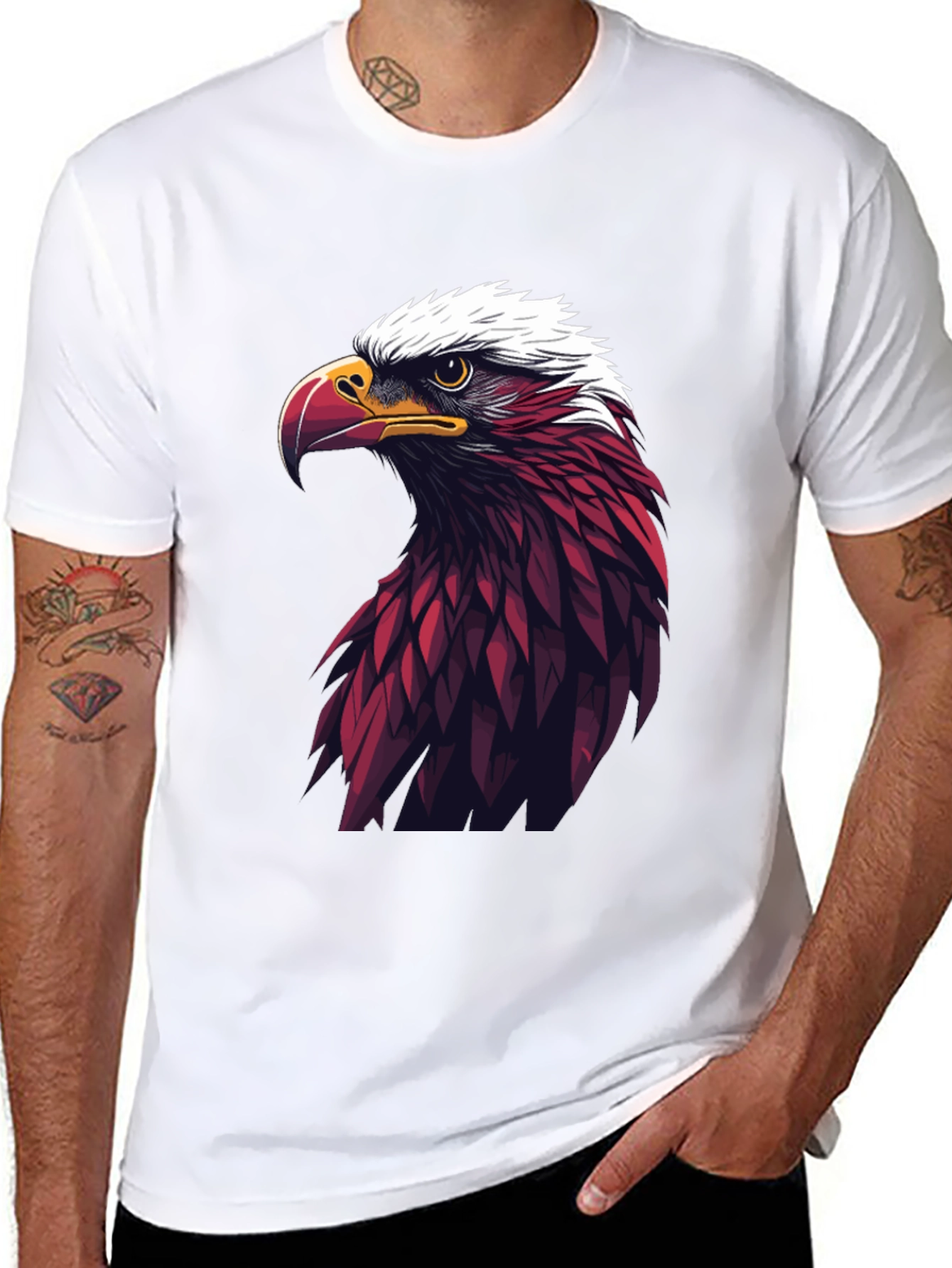 Bold Eagle Graphic Tee - Black Cotton Blend