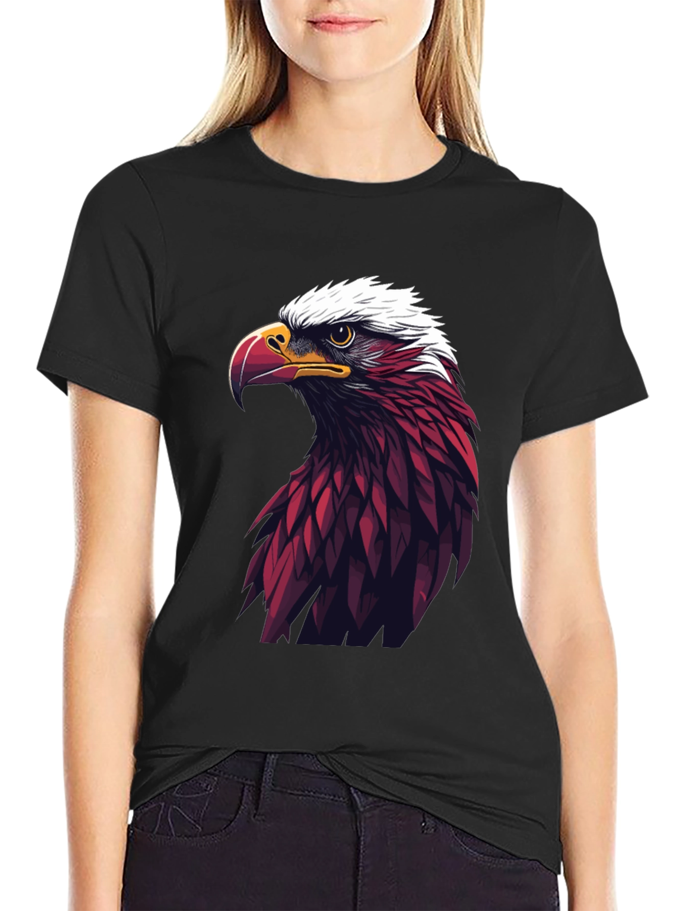 Bold Eagle Graphic Tee - Black Cotton Blend