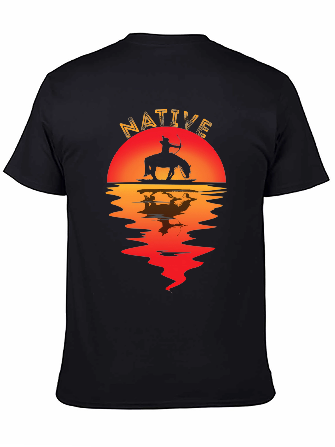 Native Sunset Graphic Tee - Black Cotton Blend