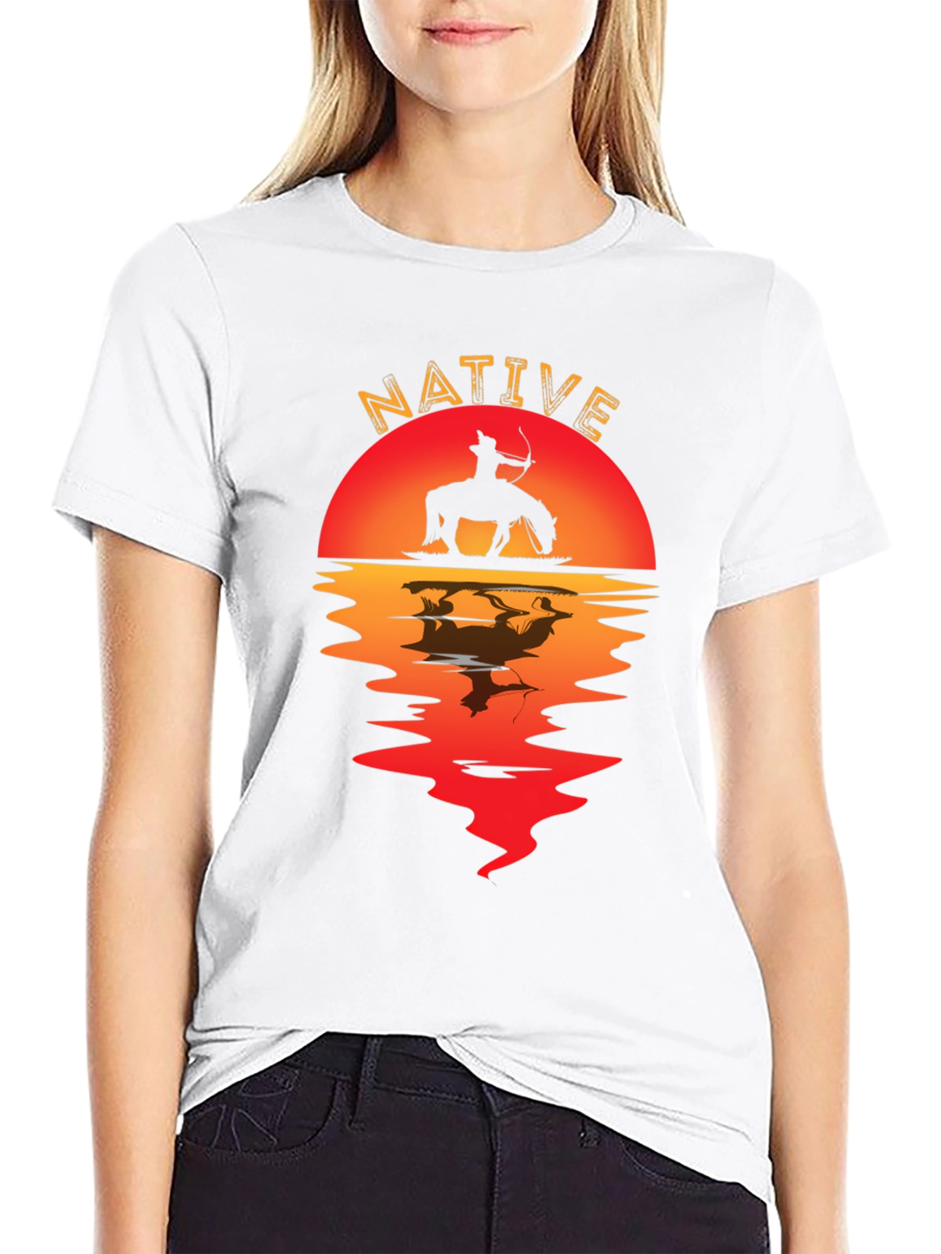 Native Sunset Graphic Tee - Black Cotton Blend