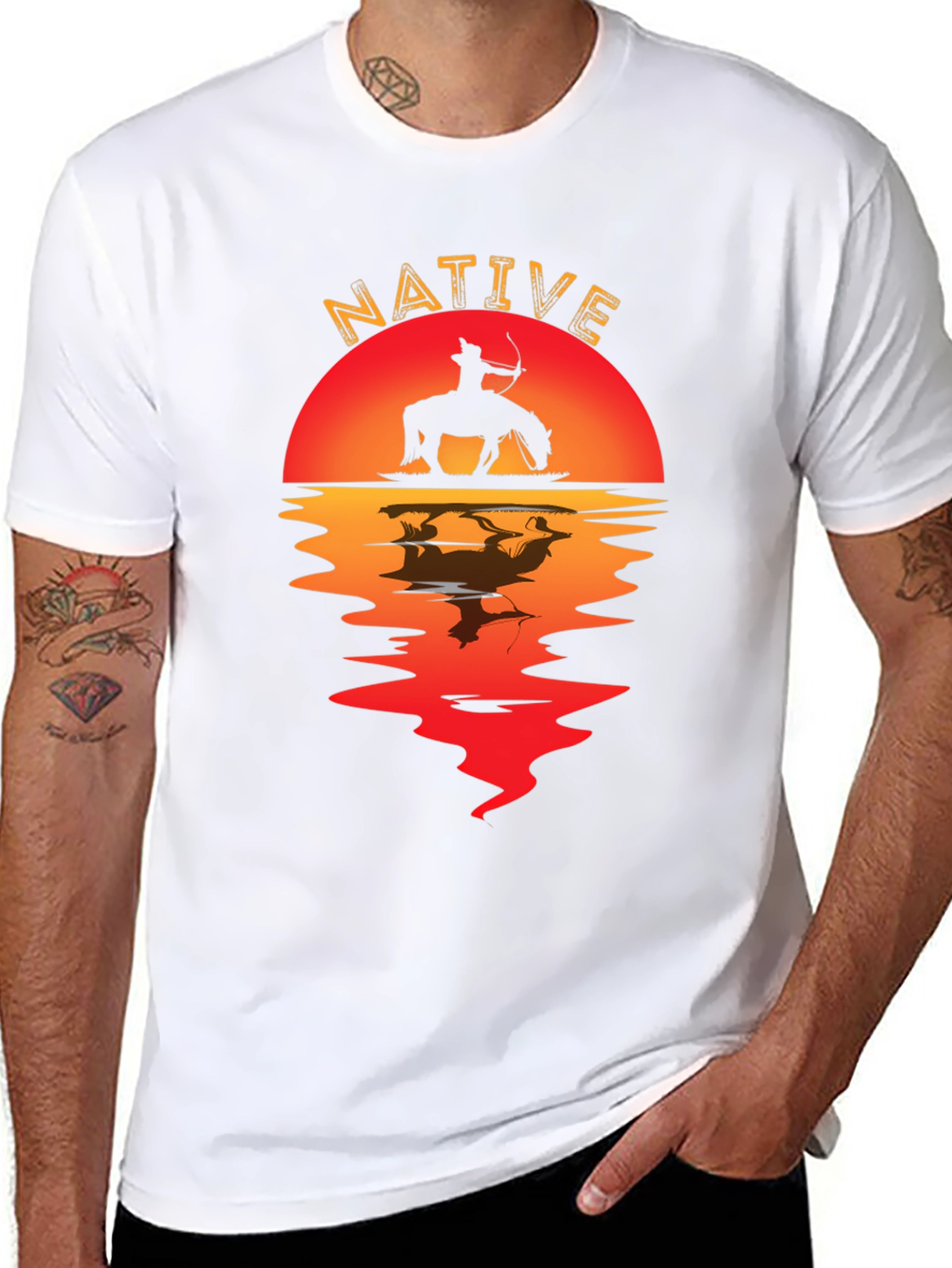 Native Sunset Graphic Tee - Black Cotton Blend