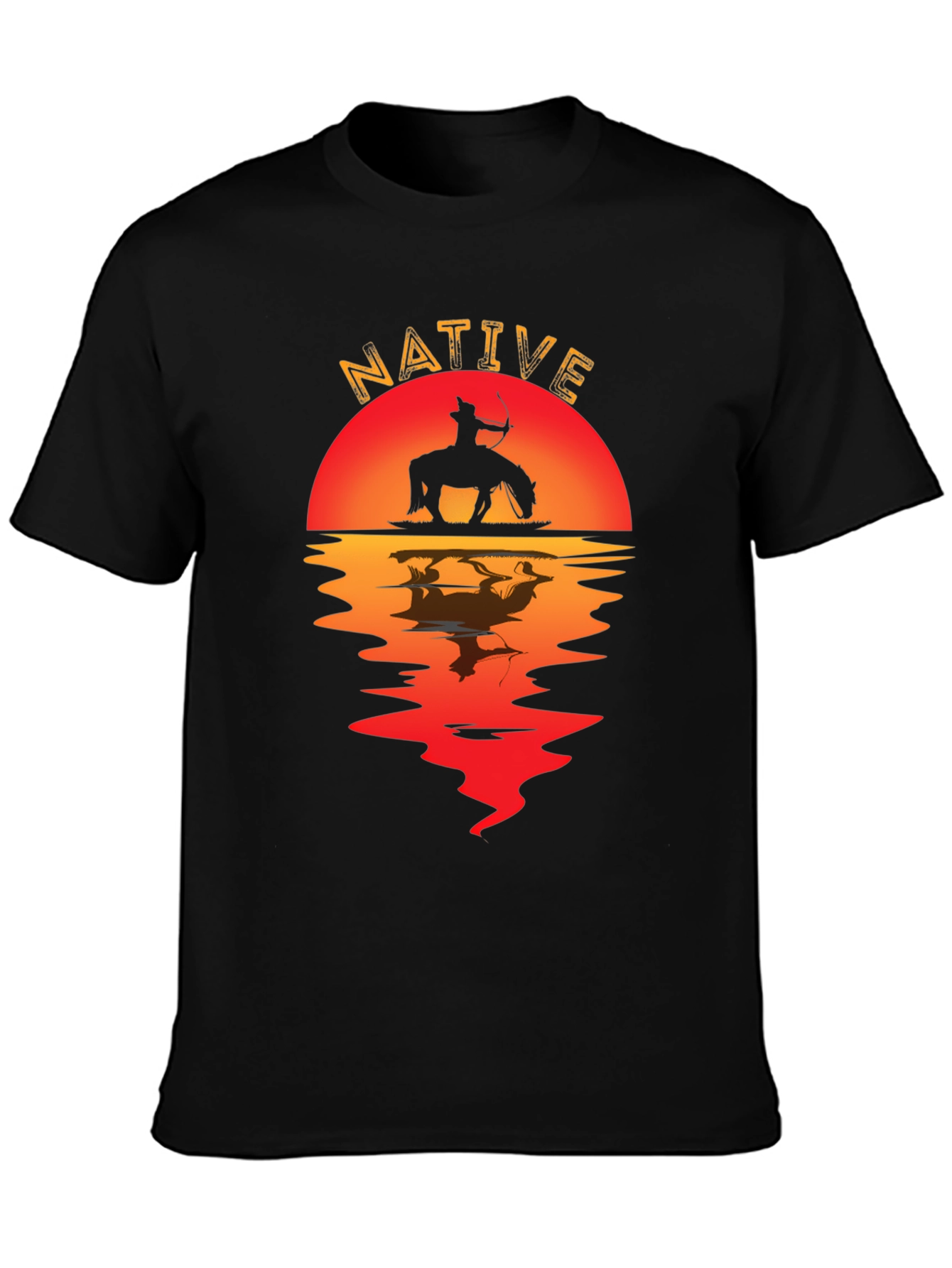 Native Sunset Graphic Tee - Black Cotton Blend