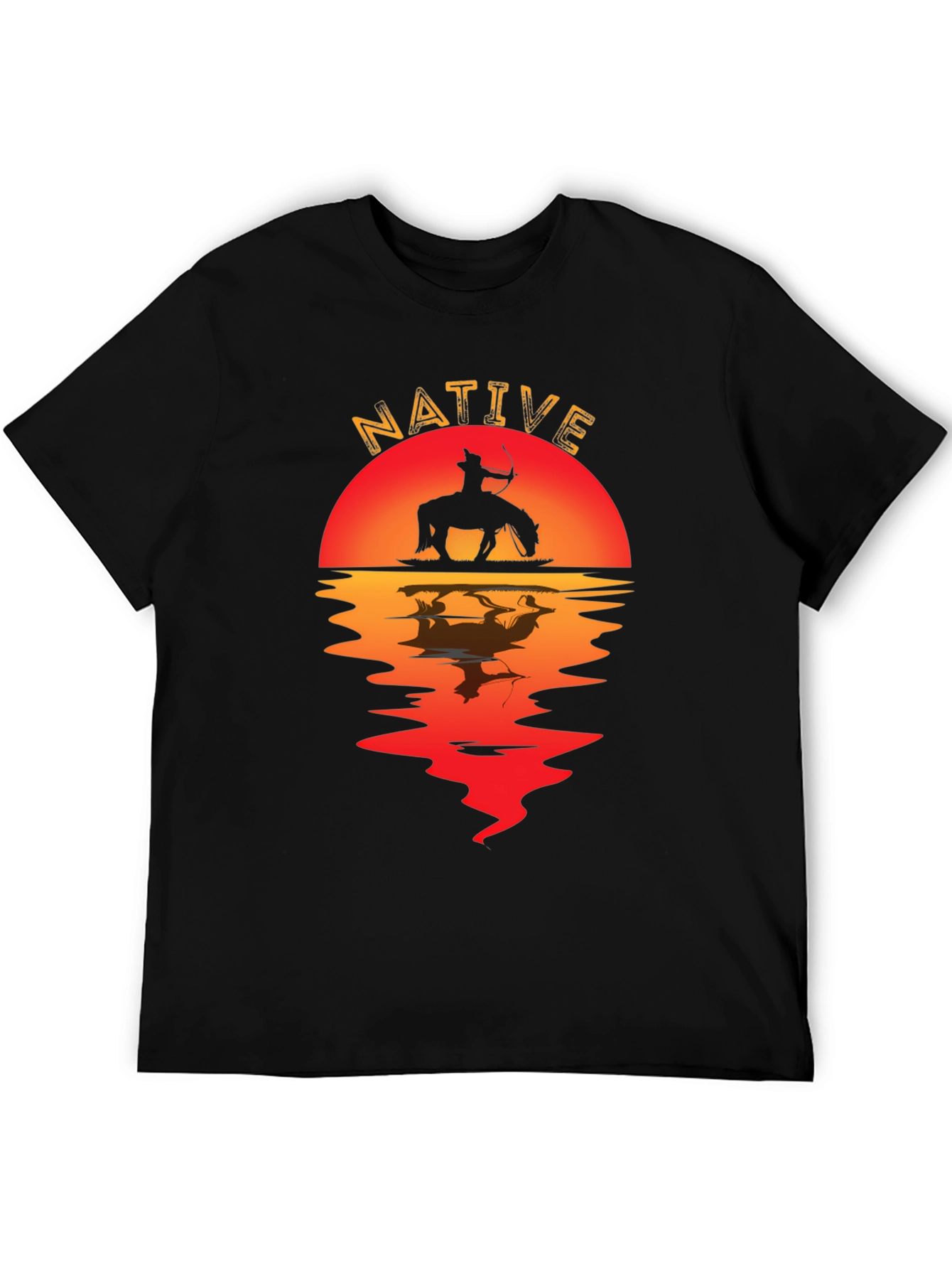 Native Sunset Graphic Tee - Black Cotton Blend