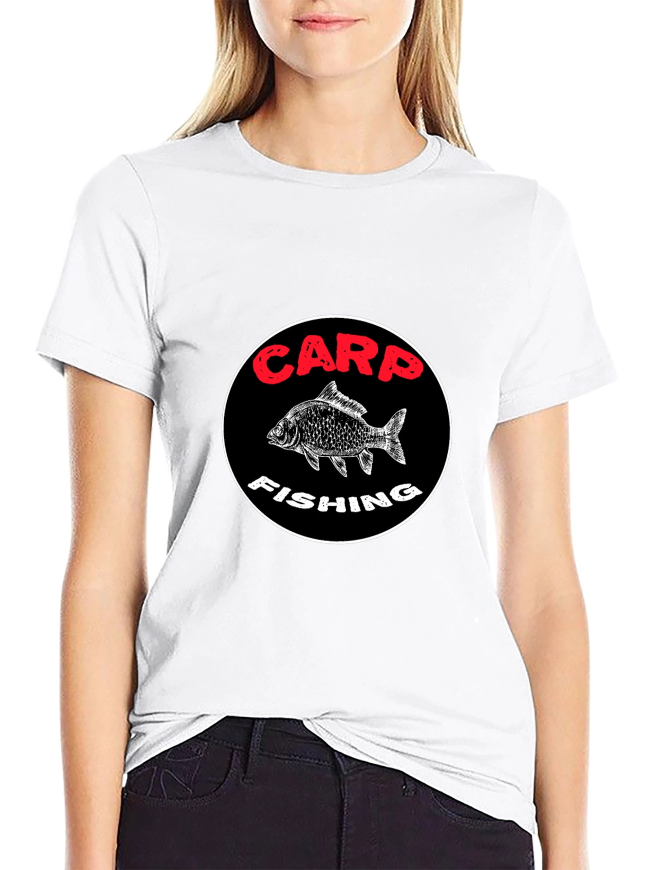 Carp Fishing Graphic T-Shirt - Black Cotton Tee