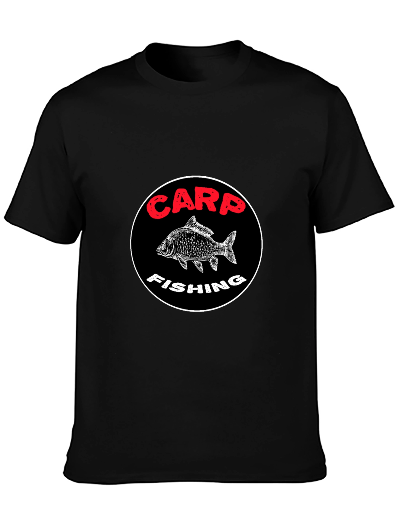 Carp Fishing Graphic T-Shirt - Black Cotton Tee