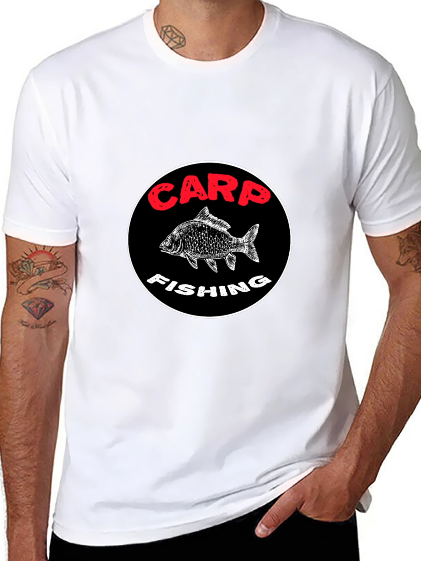 Carp Fishing Graphic T-Shirt - Black Cotton Tee