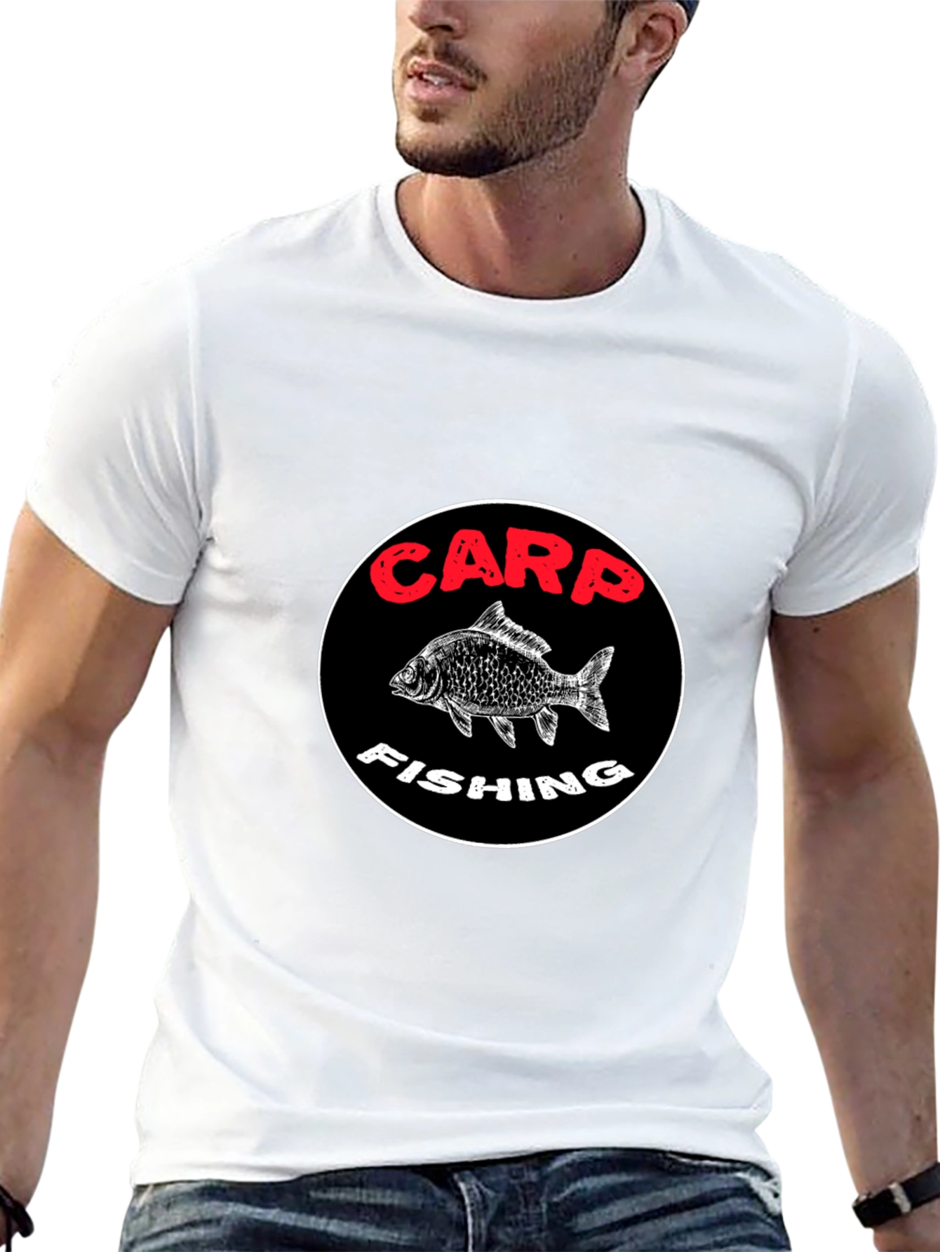 Carp Fishing Graphic T-Shirt - Black Cotton Tee