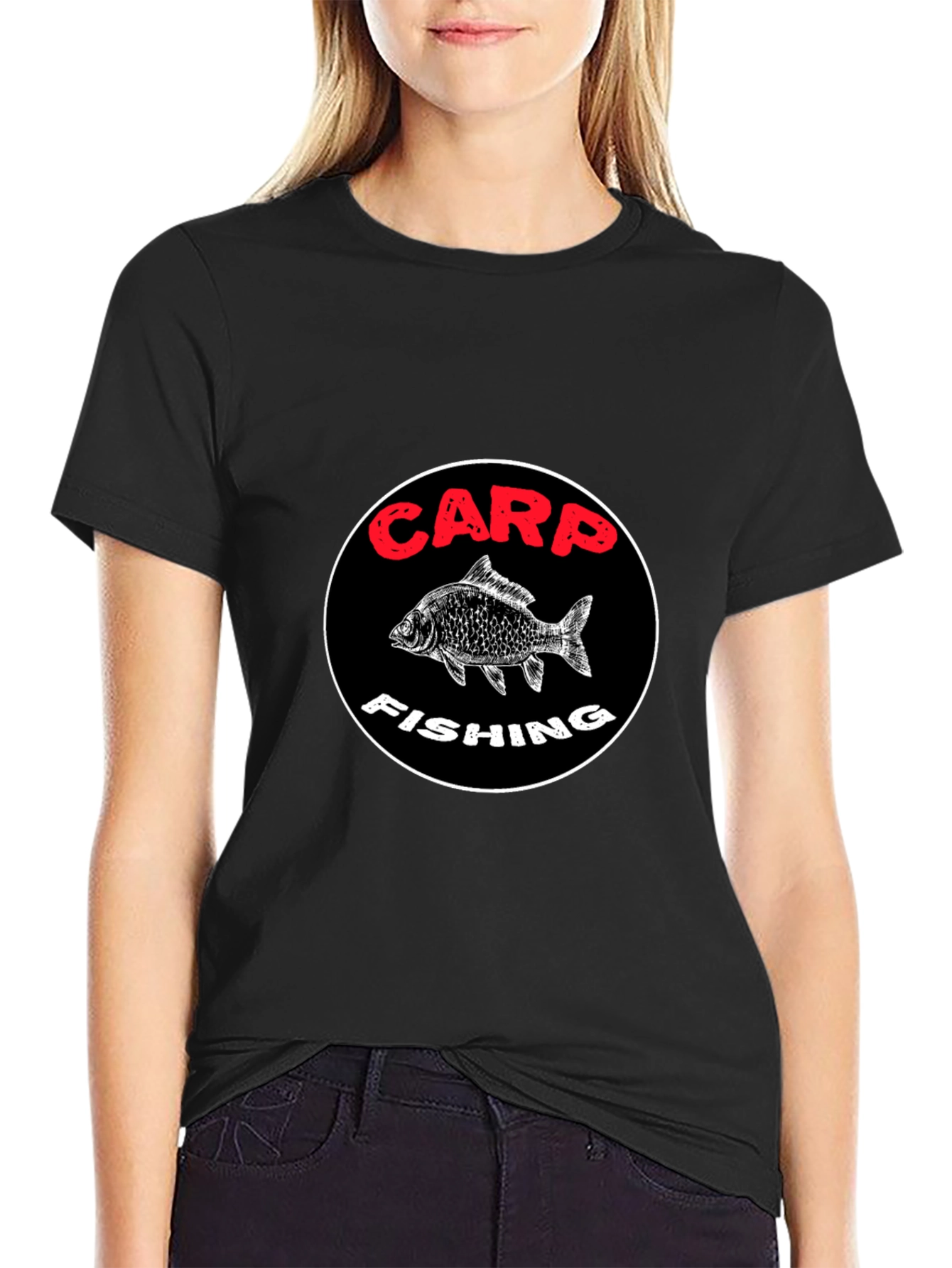 Carp Fishing Graphic T-Shirt - Black Cotton Tee